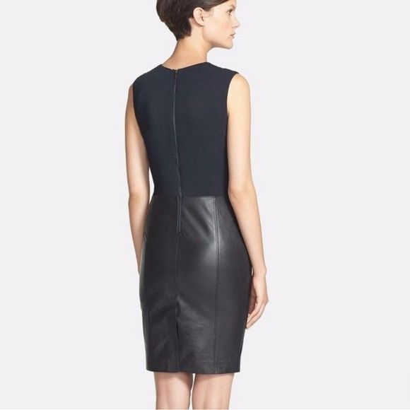 Vince Vince Sleeveless Leather Ponte Combo Sheath Dress Black Size Size XS / US 0-2 / IT 36-38 - 15 Thumbnail