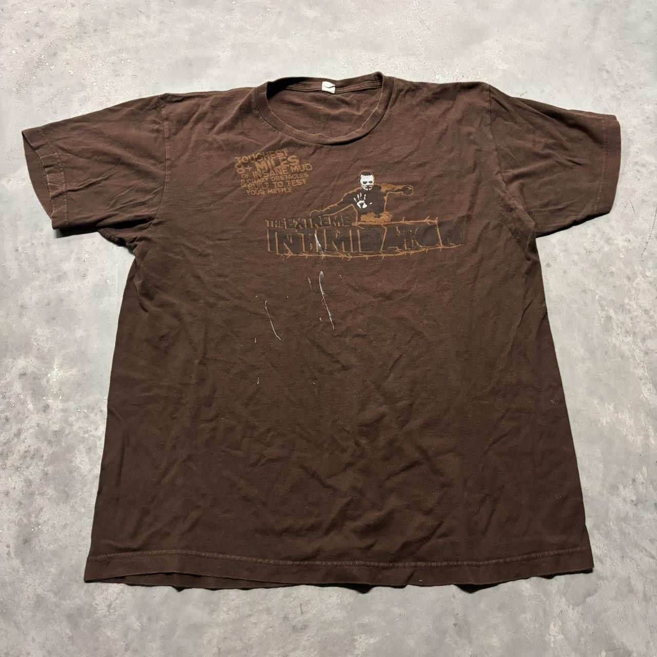 Japanese Brand × Vintage Crazy Vintage Y2K/2000s Faded Brown The Intimidator WWE Graphic Tee! Size US L / EU 52-54 / 3 - 1 Thumbnail