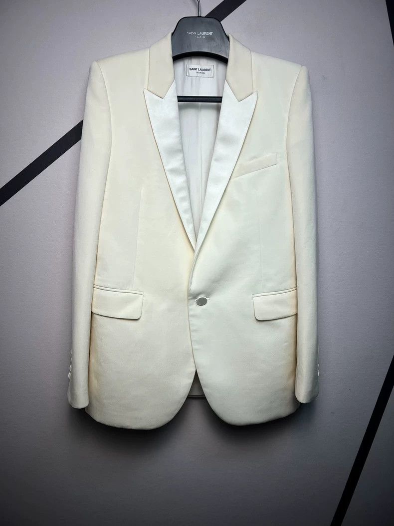 Yves Saint Laurent Saint laurent Fall/Winter 20 Satin Sword Collar White Beige Size XS / US 0-2 / IT 36-38 - 1 Thumbnail