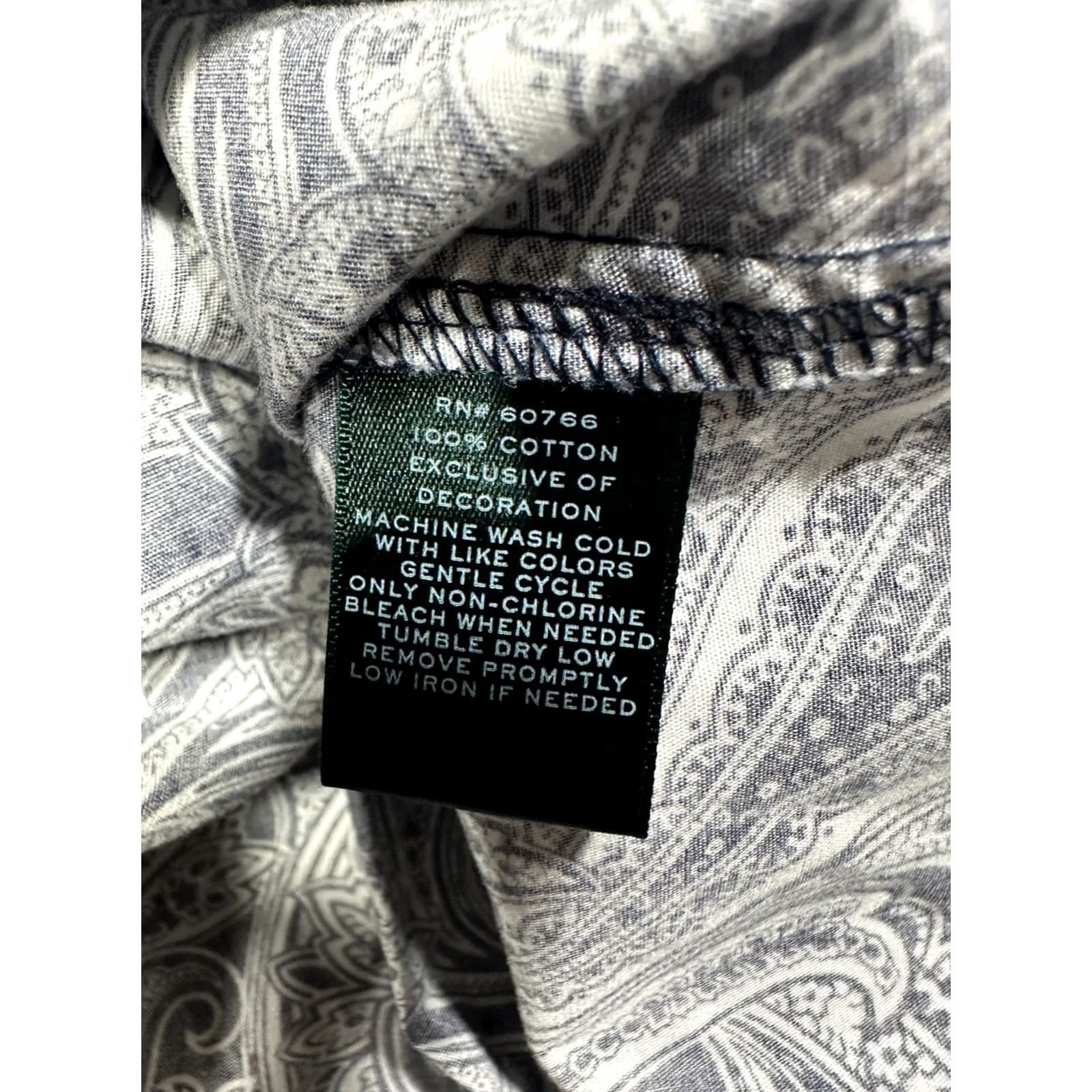 Ralph Lauren Lauren Ralph Lauren Womens Top Large Blue Paisley Cotton 3/4 Sleeve Buttons Size L / US 10 / IT 46 - 7 Thumbnail