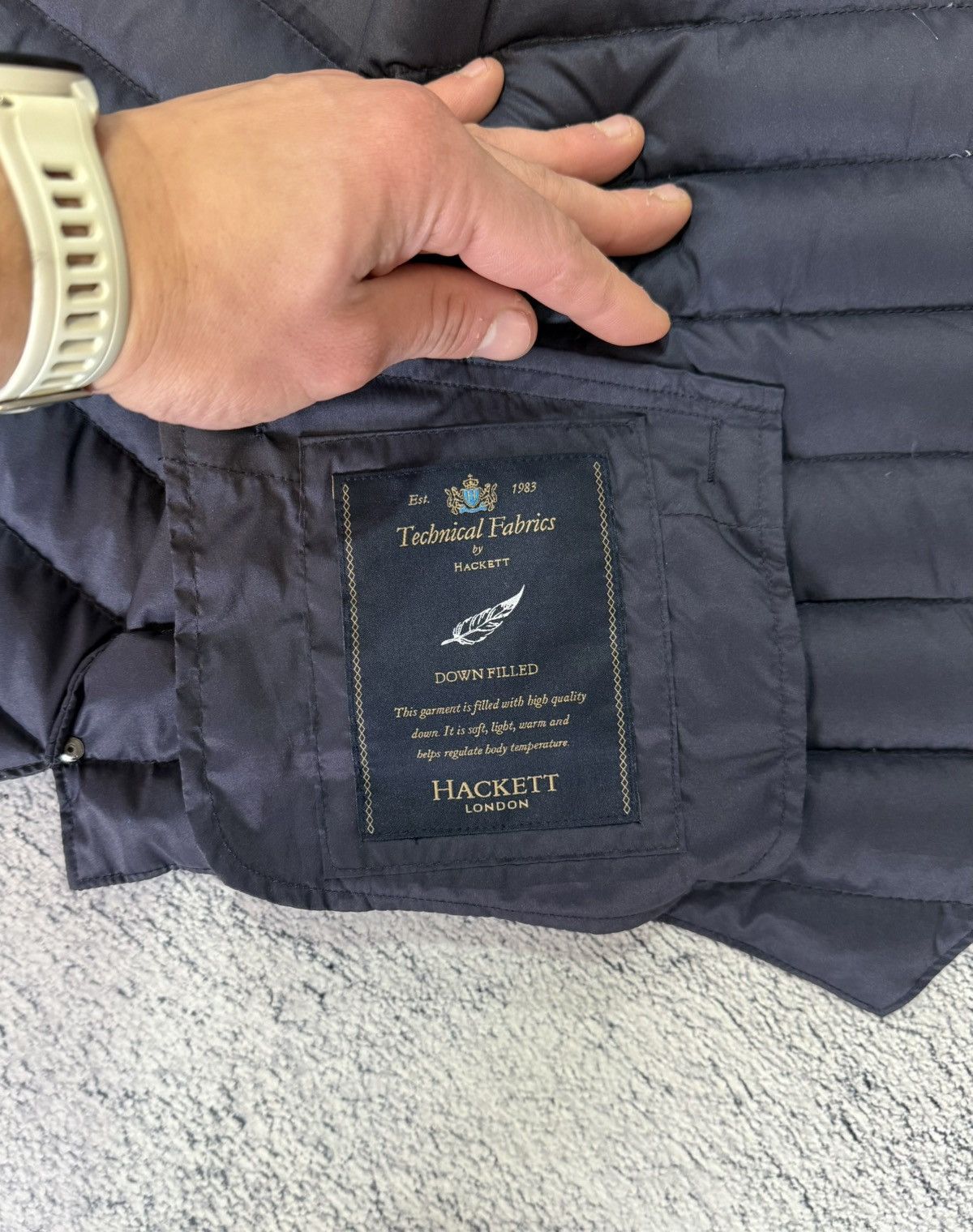 Hackett London Men Down Puffer Vest Navy L Down Waistcoat
