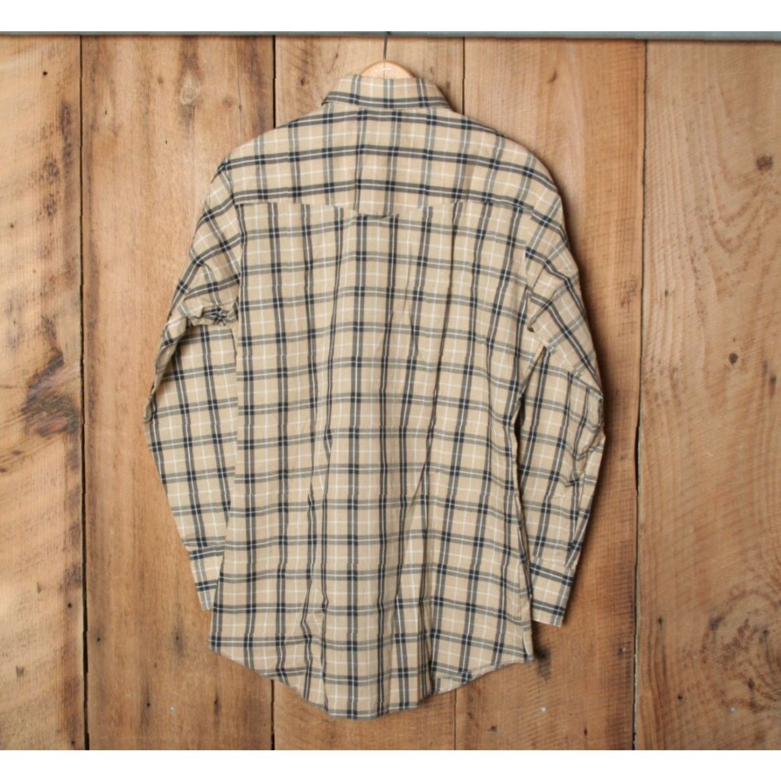 Vintage VINTAGE DEE CEE Shirt Mens Medium Tan Black Plaid Sawtooth Flap Pocket Fitted Western Sz. 15-32 Size US M / EU 48-50 / 2 - 5 Thumbnail