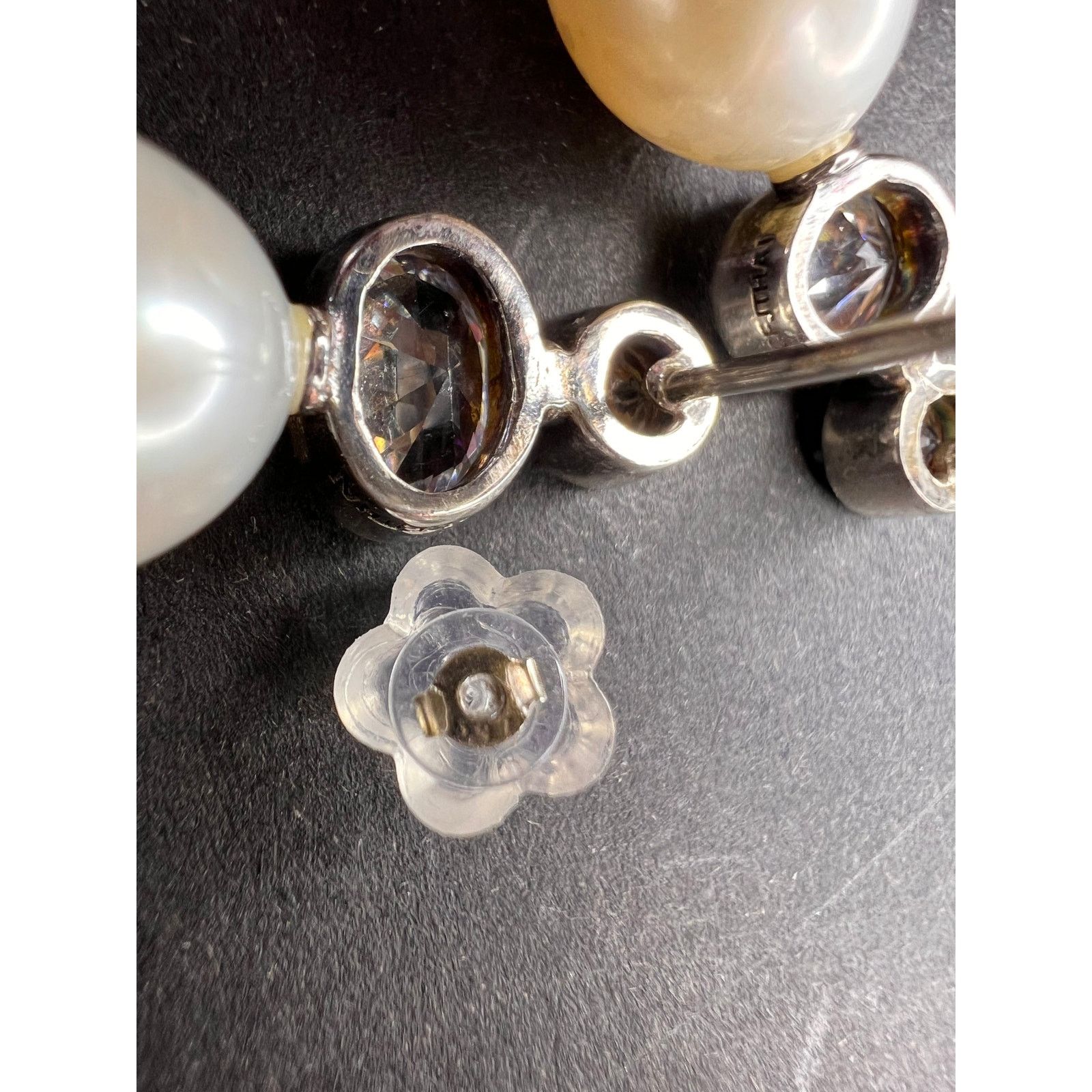 Other Cultured pearl and CZ sterling silver drop earrings Size ONE SIZE - 5 Thumbnail