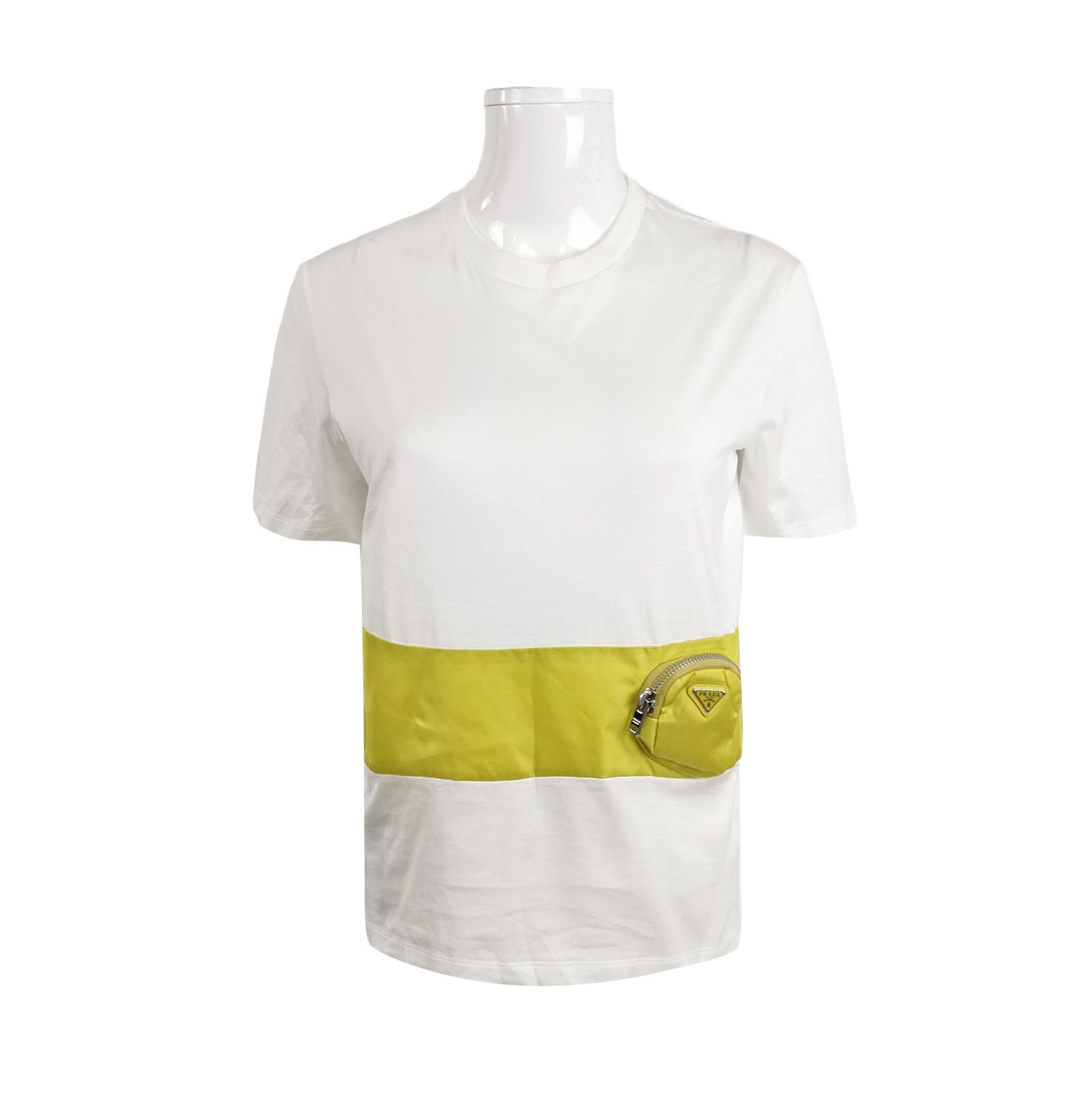 Prada Prada Colorblock Cotton T-shirt with Triangle Logo 0089 Size XS / US 0-2 / IT 36-38 - 1 Thumbnail