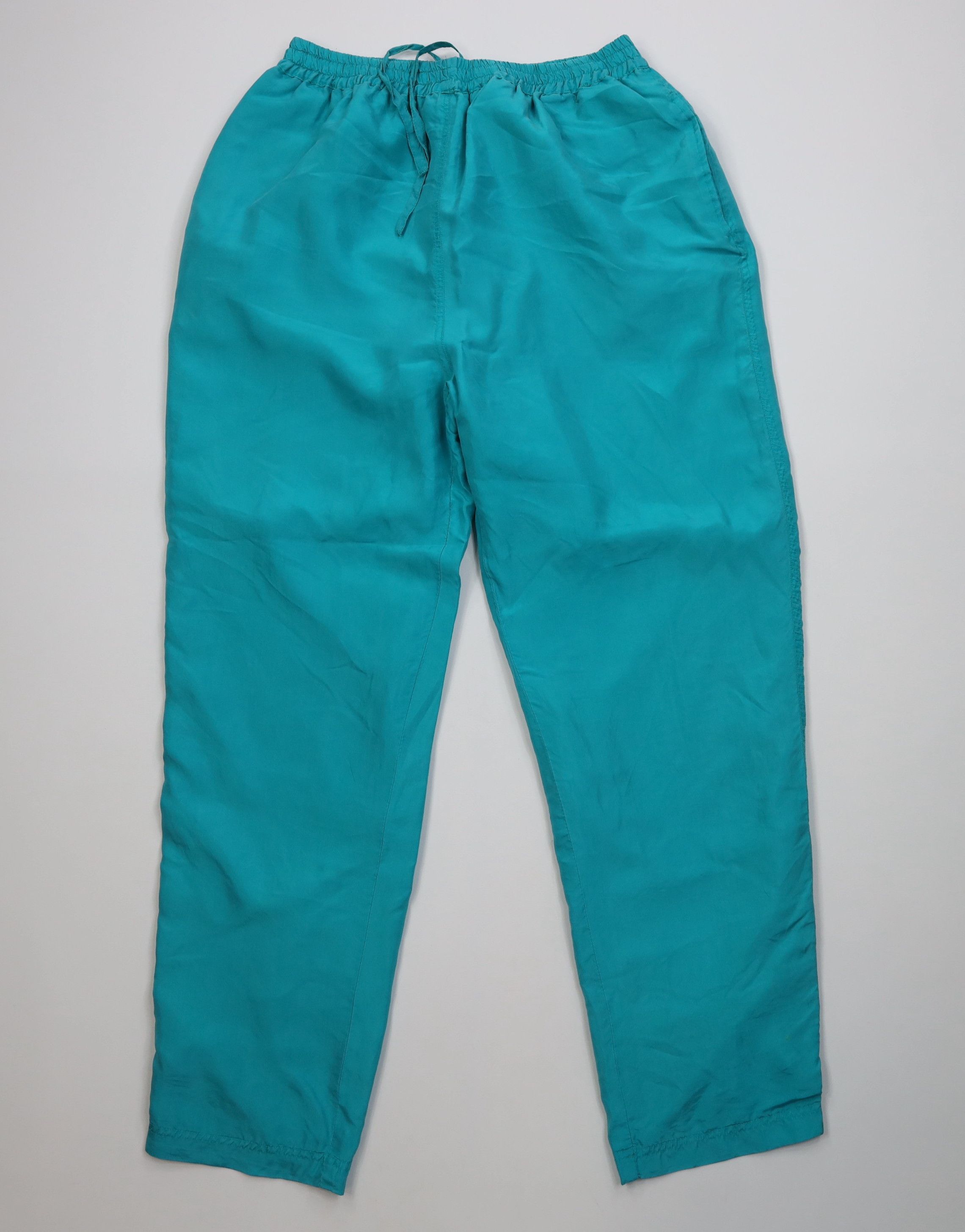 Vintage Vintage 90s Streetwear Blank Silk Pants Sweatpants Teal Size 28" / US 6 / IT 42 - 1 Thumbnail