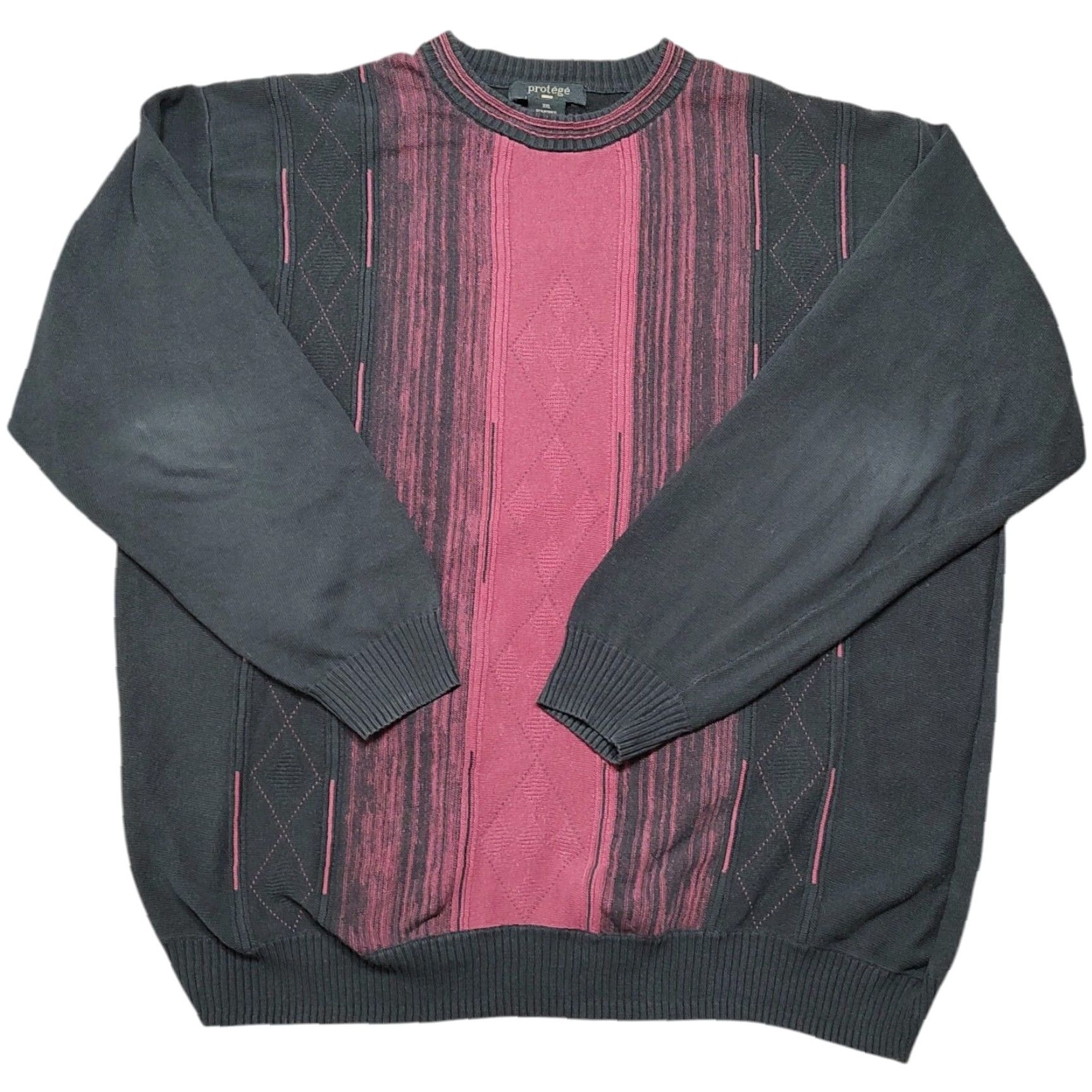 Vintage VINTAGE Protege Collection Textured Black Red Cosby Sweater Mens XXL Size 2XL Crew Neck Knit Pullover Geometric 90s USA Size US XXL / EU 58 / 5 - 2 Thumbnail