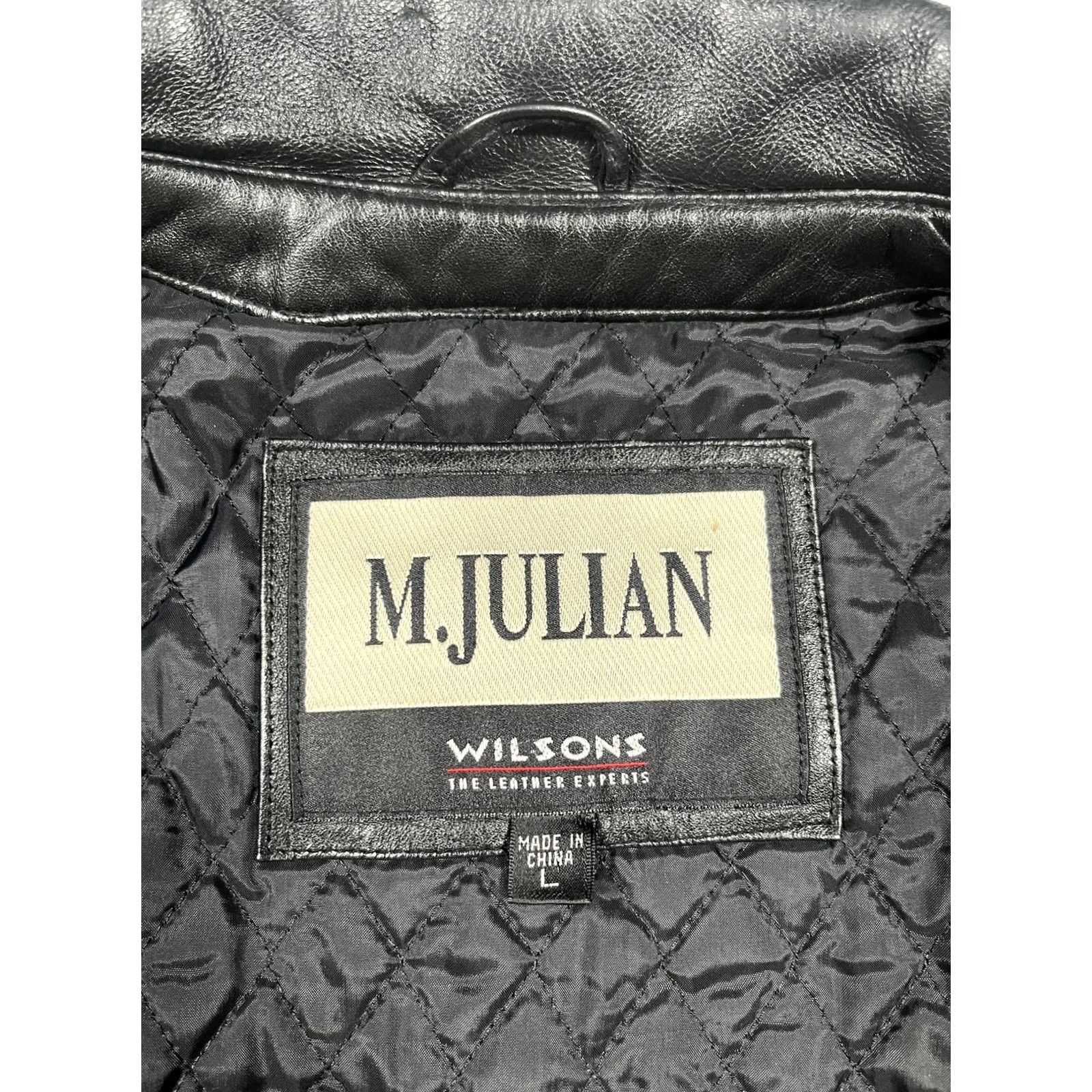 Vintage VINTAGE M. Julian Coat Mens Large Black Leather Quilted Lined Single Breasted Overcoat Size US L / EU 52-54 / 3 - 3 Thumbnail