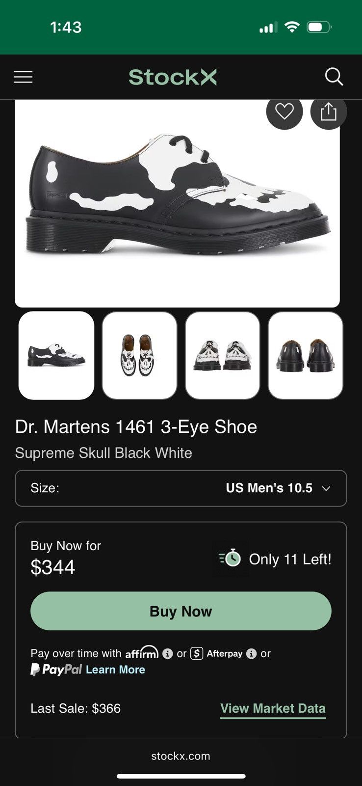Supreme Dr. Martens 1461 3-Eye Shoe Size US 10.5 / EU 43-44 - 5 Thumbnail