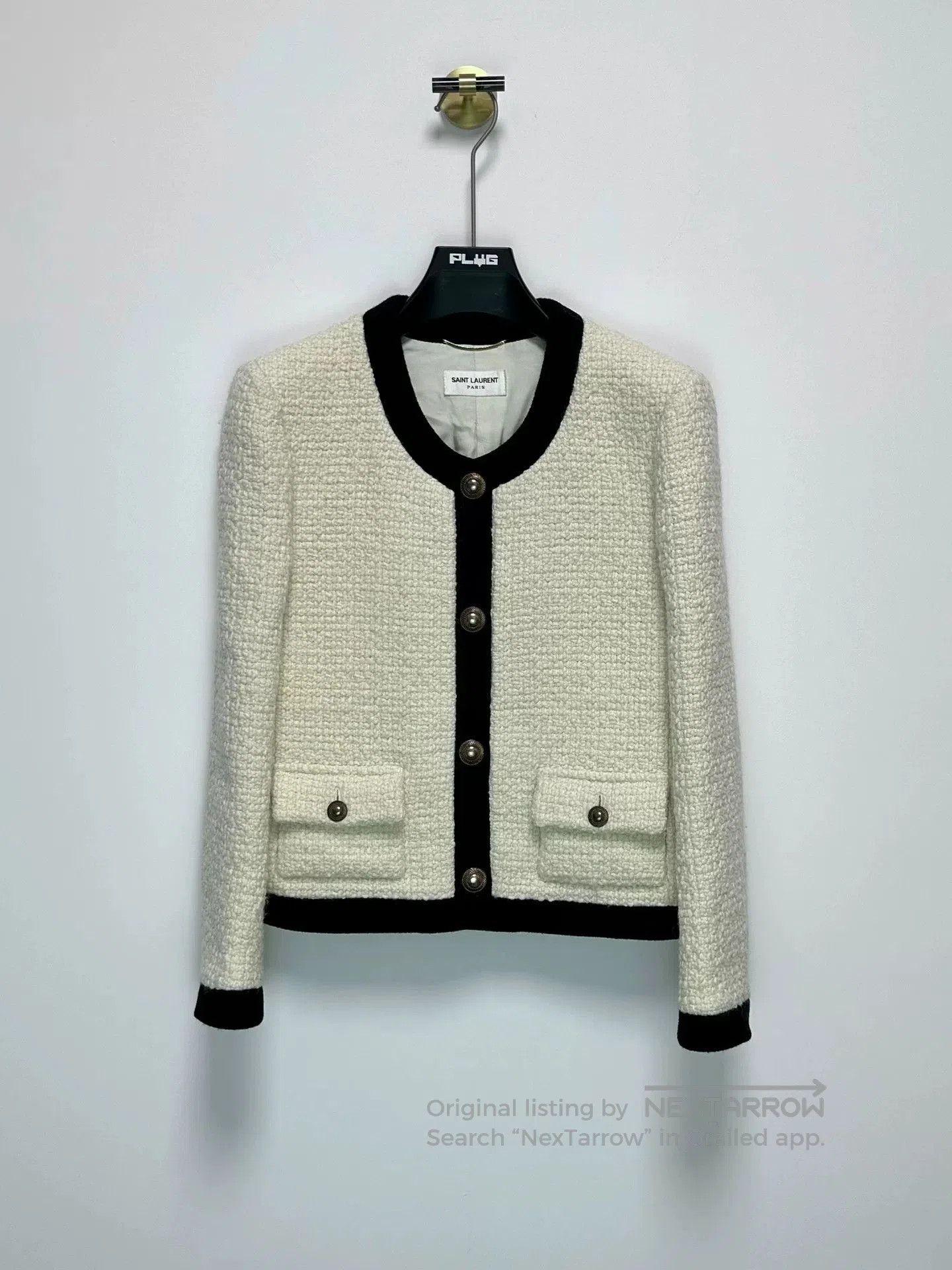 Saint Laurent Paris Saint Laurent White Tweed Jacket. Size S / US 4 / IT 40 - 1 Thumbnail