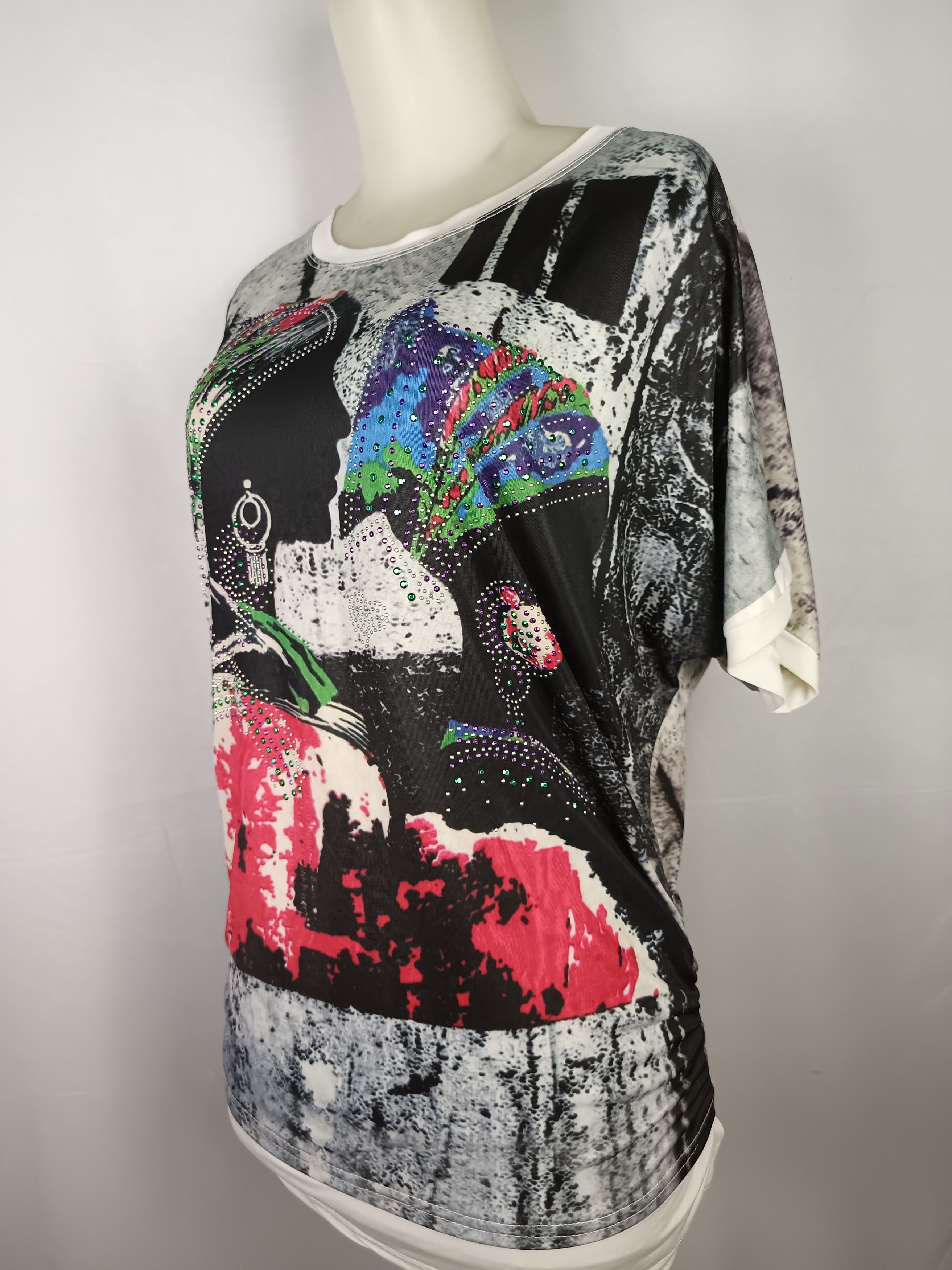 Vintage Adolfo Women's Printed Jersey T-Shirt Size M / US 6-8 / IT 42-44 - 10 Thumbnail