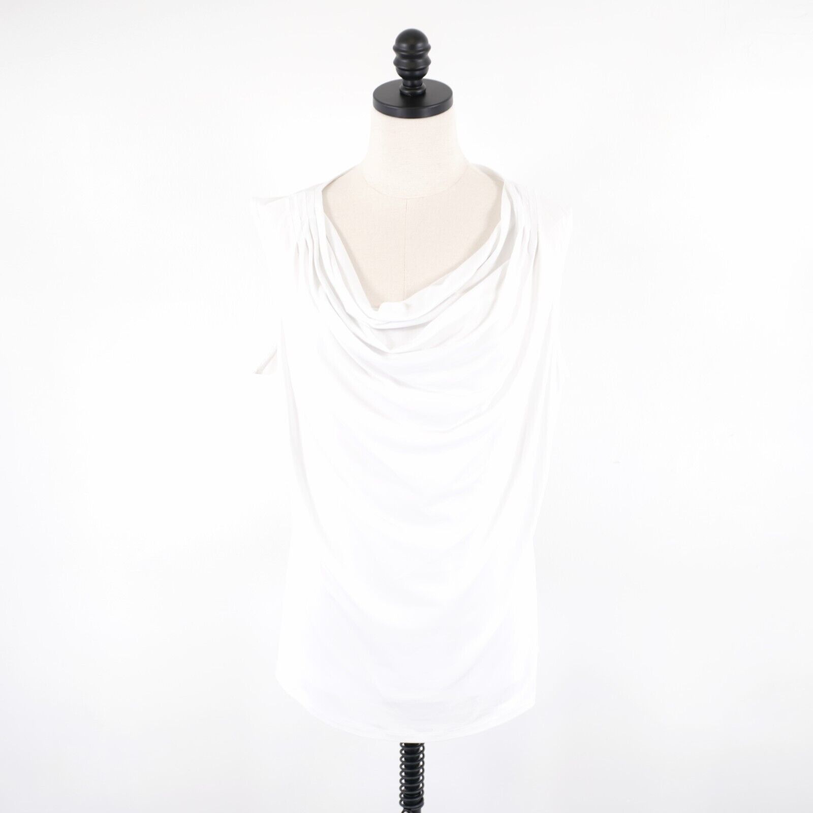 Designer Rafaella White XL Ruffle Neck Blouse Structured Chest Sleeve Size XL / US 12-14 / IT 48-50 - 1 Thumbnail