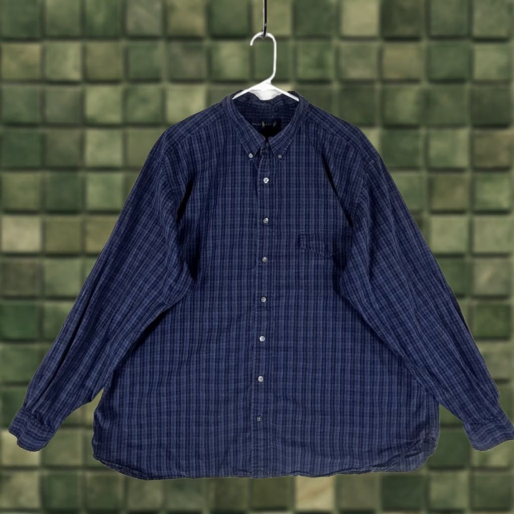 Ralph Lauren Ralph Lauren Button-Up Shirt Mens 2XB Big Blue Plaid Long Sleeve Casual Preppy Cotton Button-Down Size US XXL / EU 58 / 5 - 1 Thumbnail