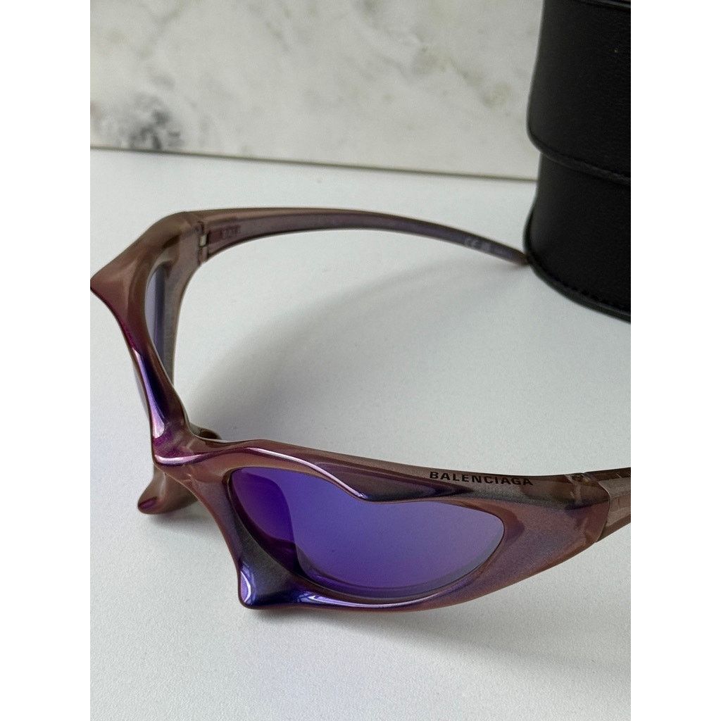 Balenciaga NEW Balenciaga BB0352S Mask Sunglasses in Violet Mirror Size ONE SIZE - 2 Thumbnail