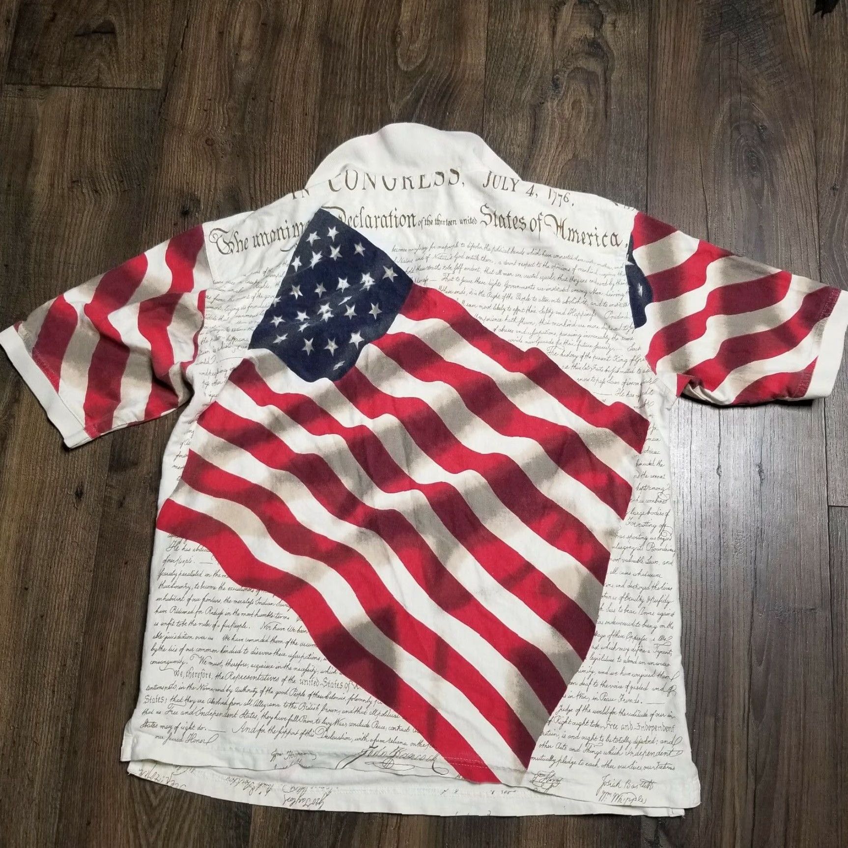 Cotton Traders Mens L Cotton Traders Sport USA Flag Constitution Polo Shirt Large AOP Distress Size US L / EU 52-54 / 3 - 7 Thumbnail