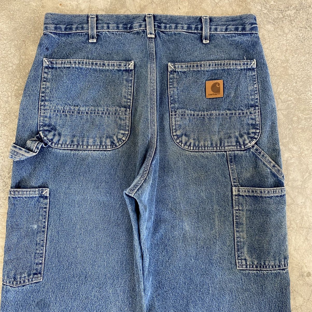 Carhartt × Vintage VTG Carhartt Medium Washed Blue Carpenter Denim Jeans Size US 32 / EU 48 - 19 Thumbnail