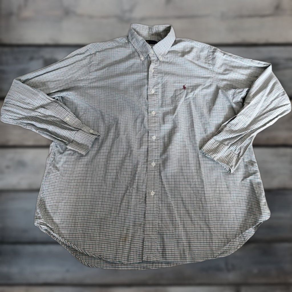 Polo Ralph Lauren VINTAGE Polo Ralph Lauren Shirt Mens XL White Teal Maroon Check Button-Down Shirt Size US XL / EU 56 / 4 - 1 Thumbnail