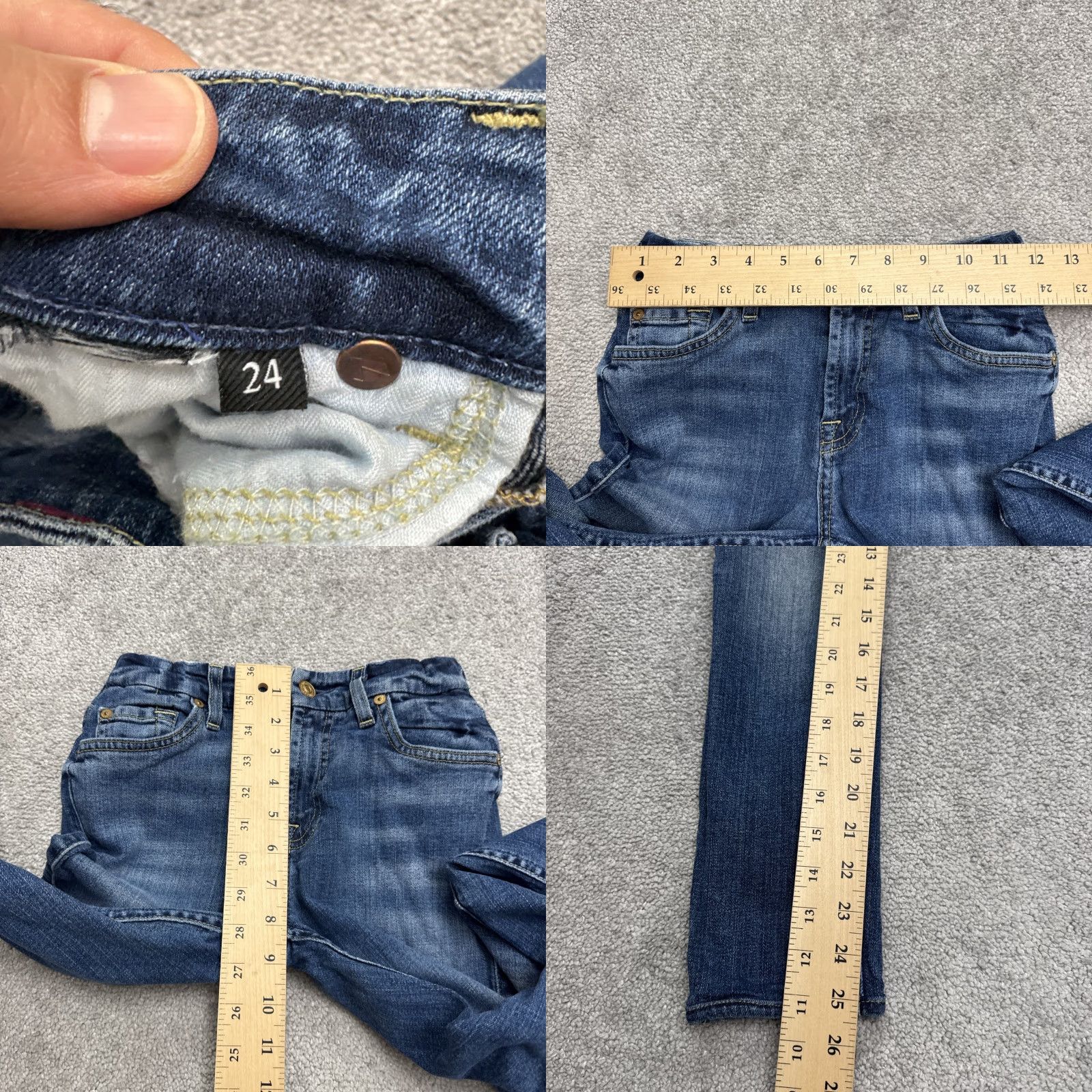 7 For All Mankind VINTAGE None Jeans Womens 24 Blue Low Rise Ankle Skinny Denim Casual Streetwear 90s Girls Size 42" / US 20 - 8 Thumbnail