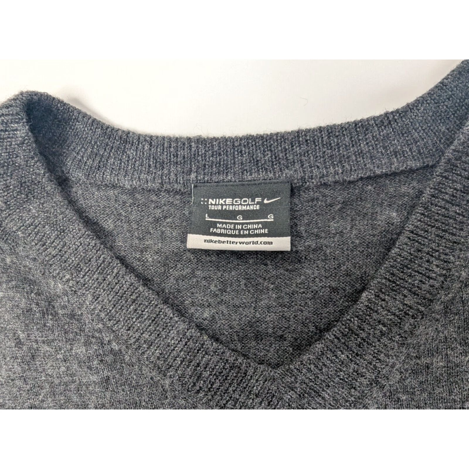Nike Nike V-Neck Sweater Men L Grey Golf Tour Performance Knit Merino Wool Size US L / EU 52-54 / 3 - 7 Thumbnail