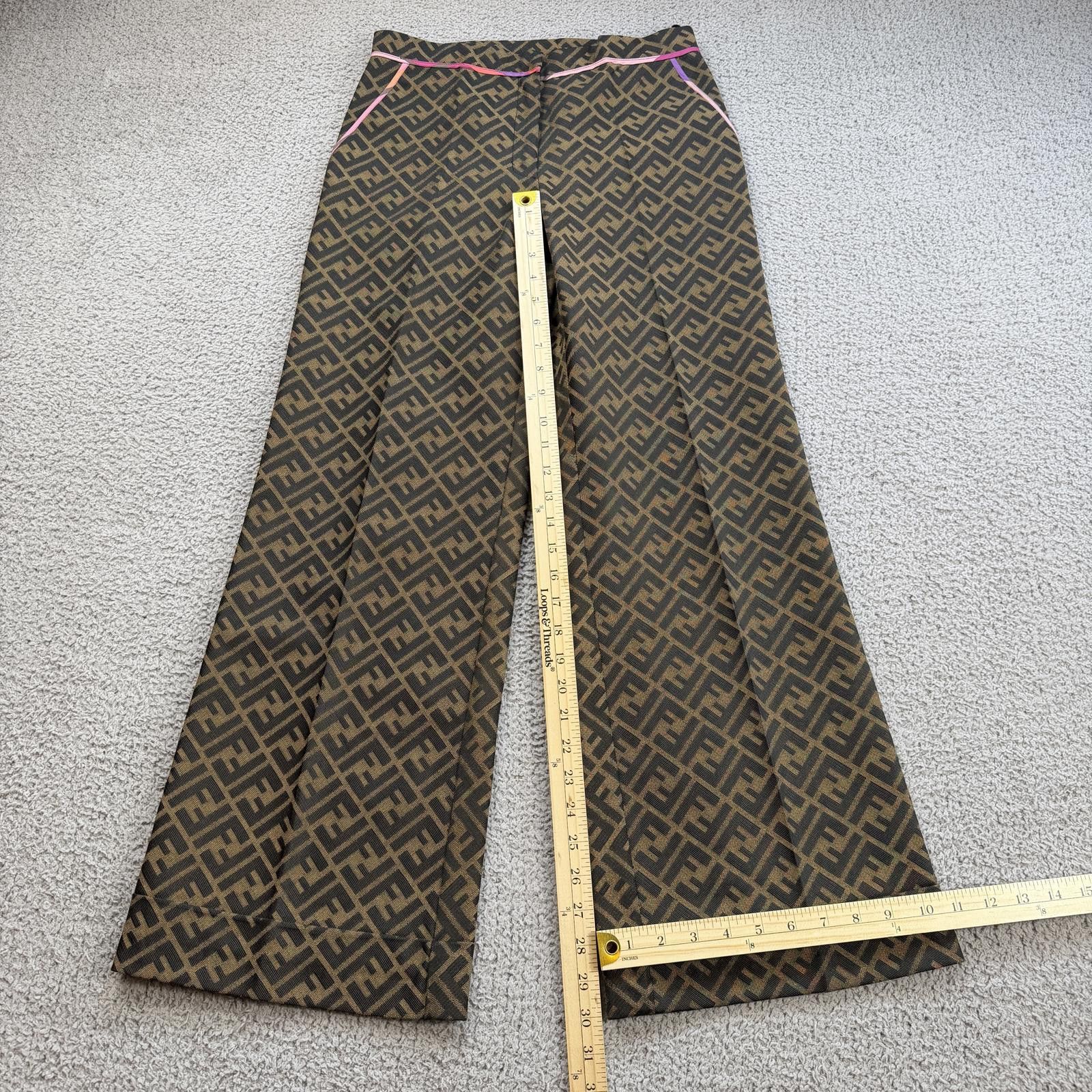 Fendi Fendi FF Monogram Zucca Pants Wide Leg Flare Brown Italy Size 28" / US 6 / IT 42 - 4 Thumbnail