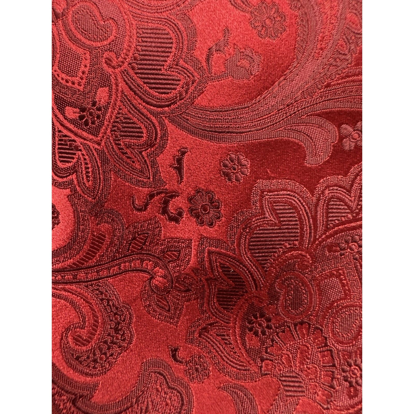 Donald Trump DONALD J. TRUMP MEN'S TIE 100% SILK Bright Red Paisley 61” Size ONE SIZE - 6 Thumbnail