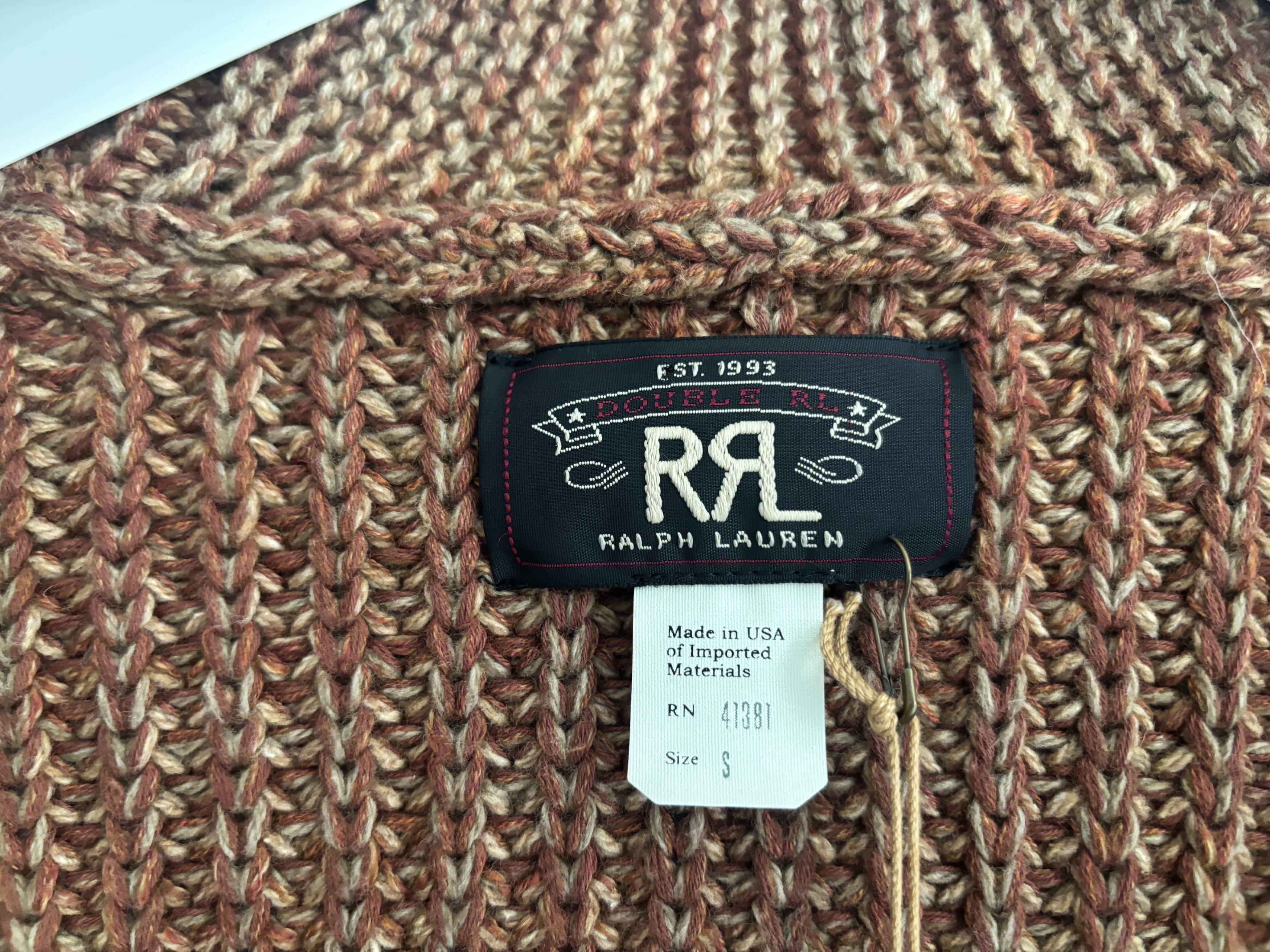 RRL Ralph Lauren BNWT Thick Rust Marl Wool Cotton Shawl Collar Cardigan MiUSA Size US S / EU 44-46 / 1 - 10 Thumbnail