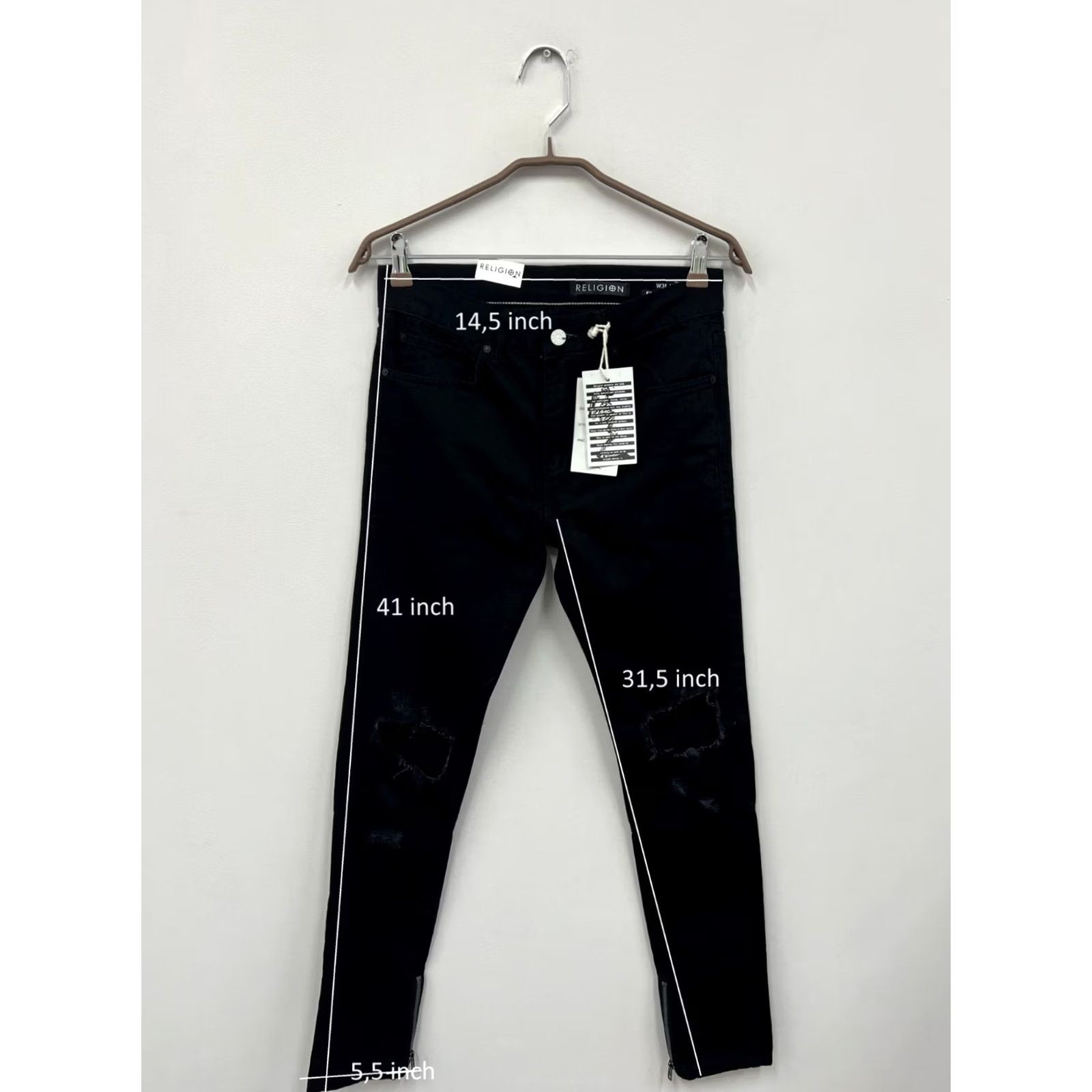 Vintage Religion Jeans Black Super Slim Fit Mens 31x32 Denim Pants Slimming Style Jeans Mens Black 31x32 Size US 31 - 3 Thumbnail