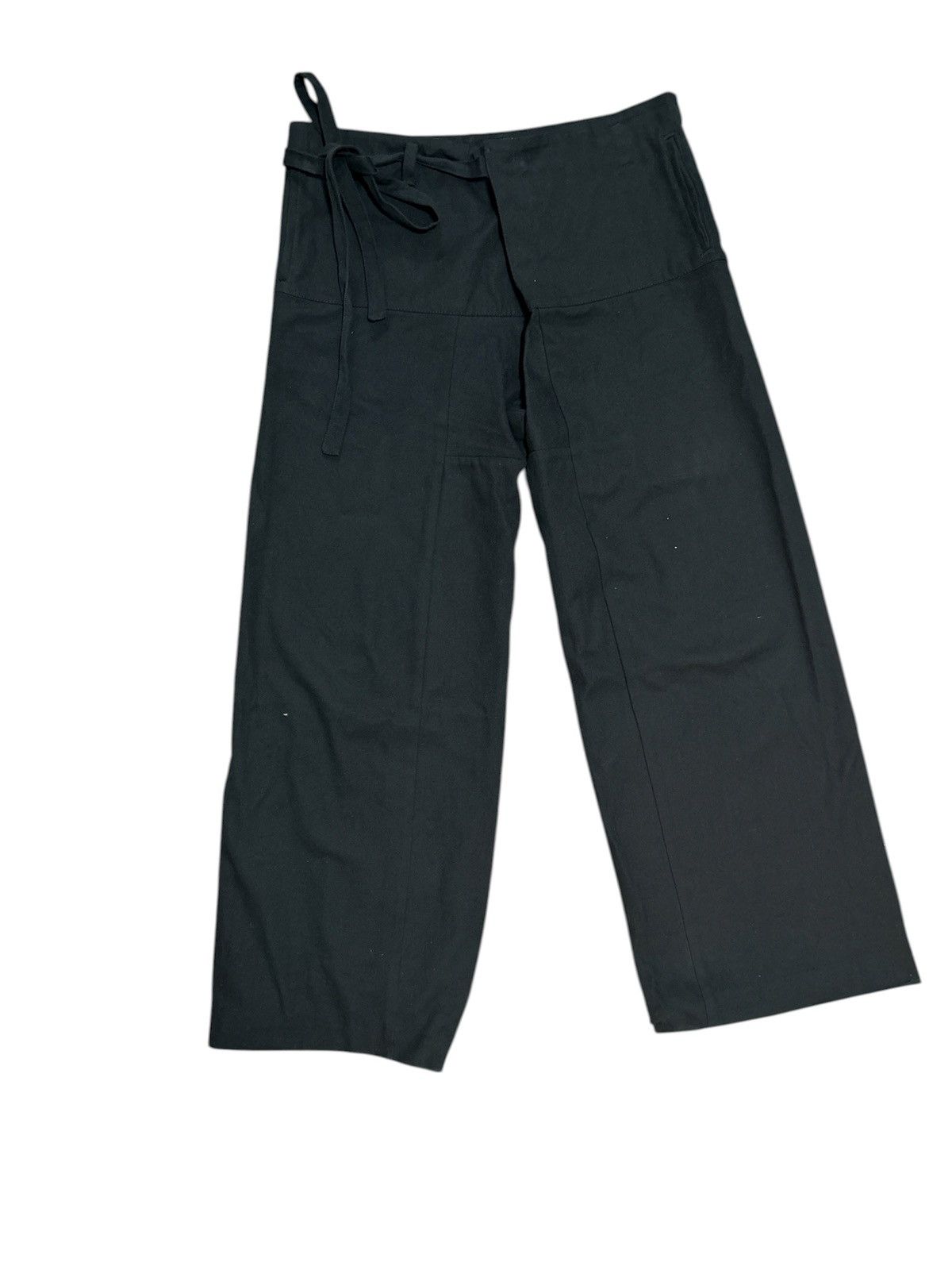 Acne Studios Acne Studios Black Crossover Tied Paper Bag Waist Pants Size US 33 - 1 Thumbnail