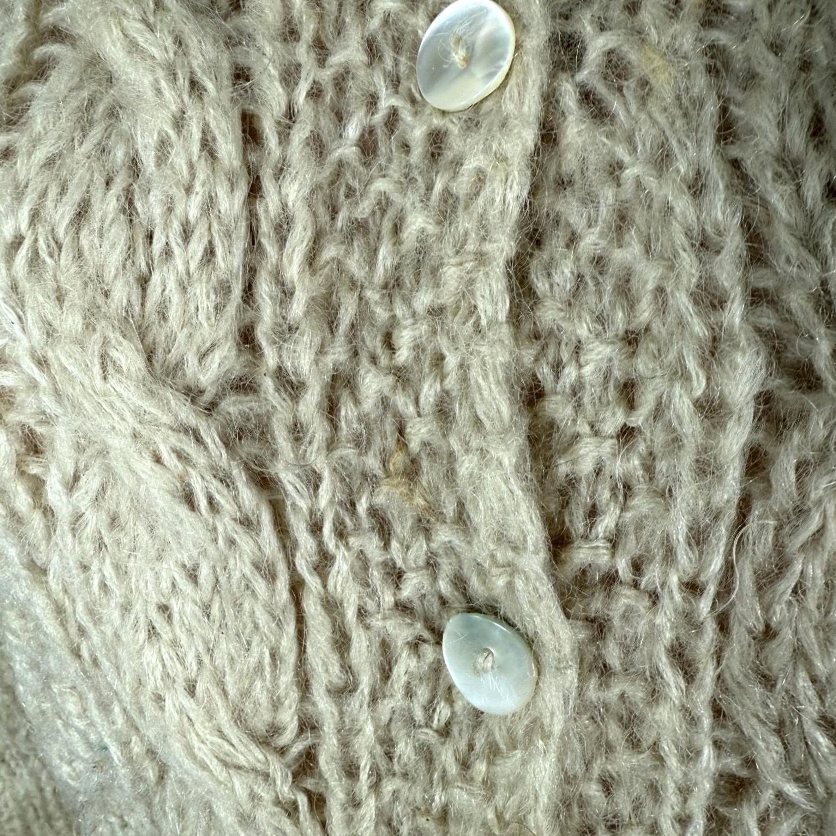 Vintage VINTAGE Bon Marche Italy Women's Sweater Cardigan Wool Knit Cream 60s Medium Crew Neck Casual Womens Size M / US 6-8 / IT 42-44 - 3 Thumbnail