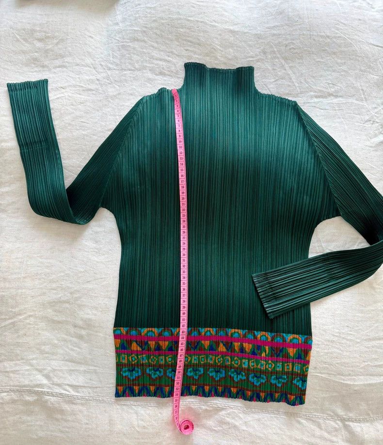 Issey Miyake Issey Miyake Green pleated long-sleeved shirt Size S / US 4 / IT 40 - 2 Thumbnail