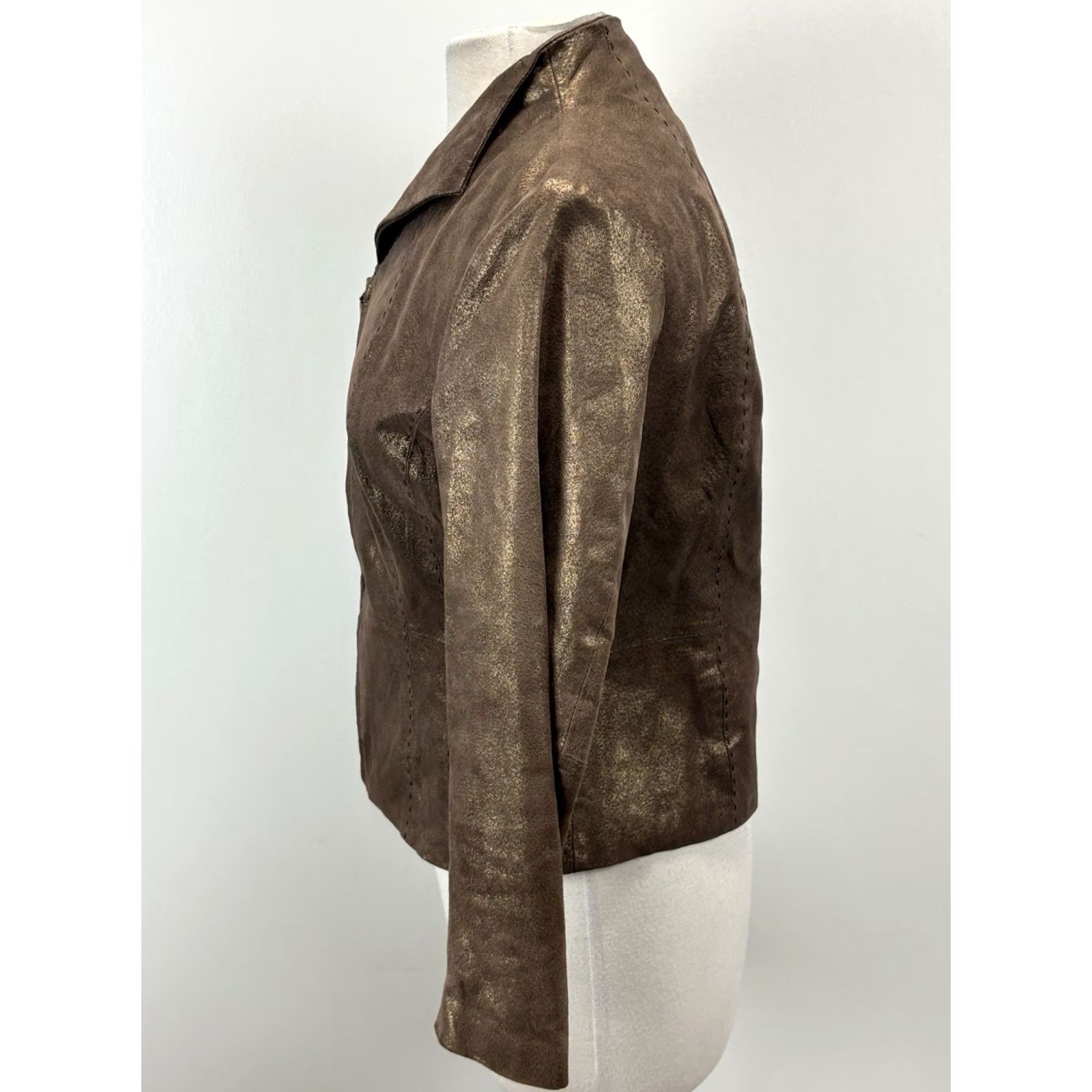 Coldwater Creek Coldwater Creek Leather Jacket Coat Women’s Sp Petite Bronze Y2K Size S / US 4 / IT 40 - 2 Thumbnail