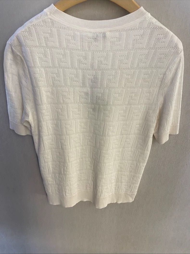 Fendi Fendi F Full Logo Short Sleeve Knitwear Size US XXS / EU 40 - 2 Thumbnail