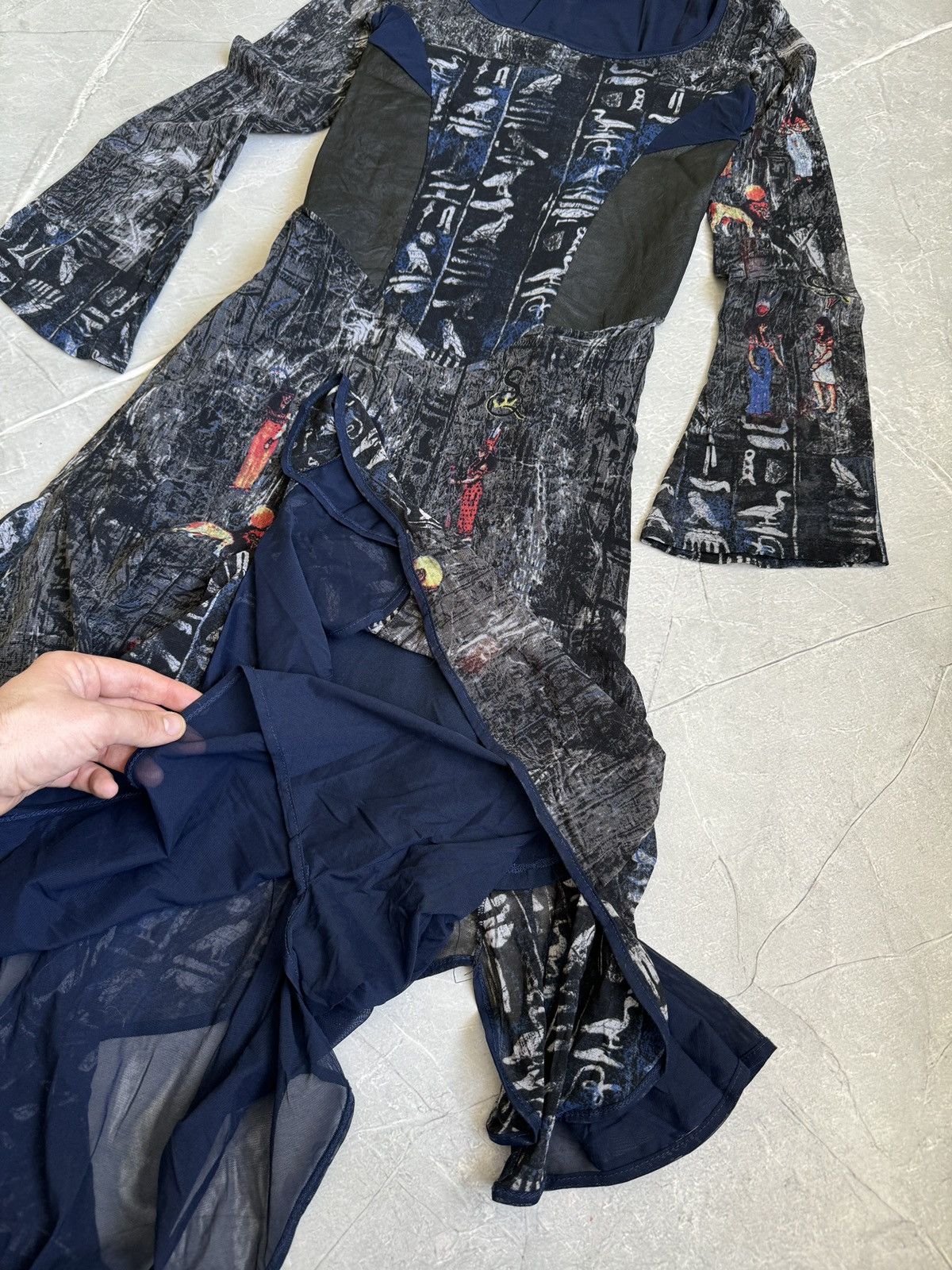 Jean Paul Gaultier Save The Queen Multicolor Mesh Flared Dress Cop Copine Vibe Size L / US 10 / IT 46 - 9 Thumbnail