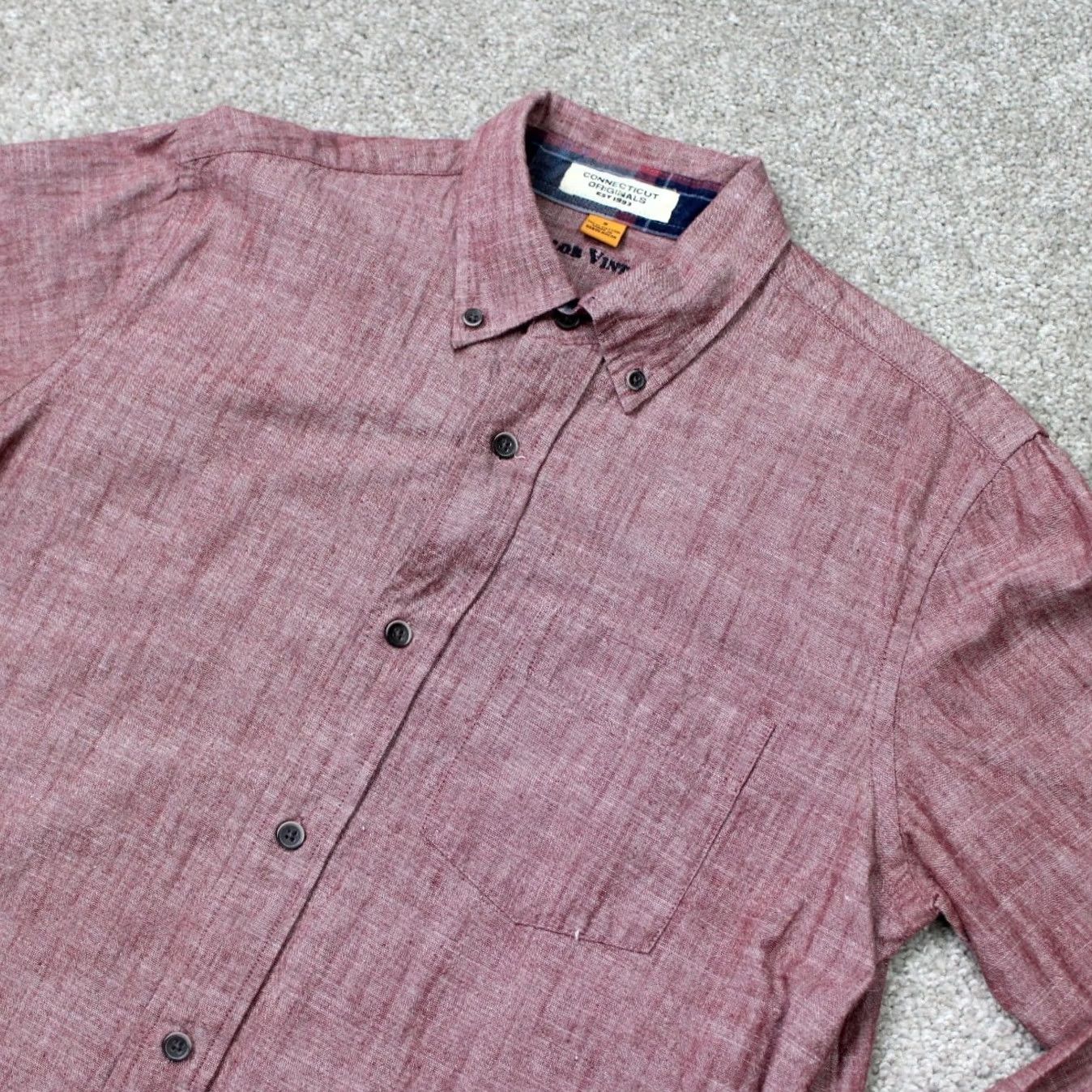 Vintage Tailor Vintage Shirt Mens Small Heather Red Flip Cuff 100% Cotton Long Sleeve Shirt Size US S / EU 44-46 / 1 - 3 Thumbnail