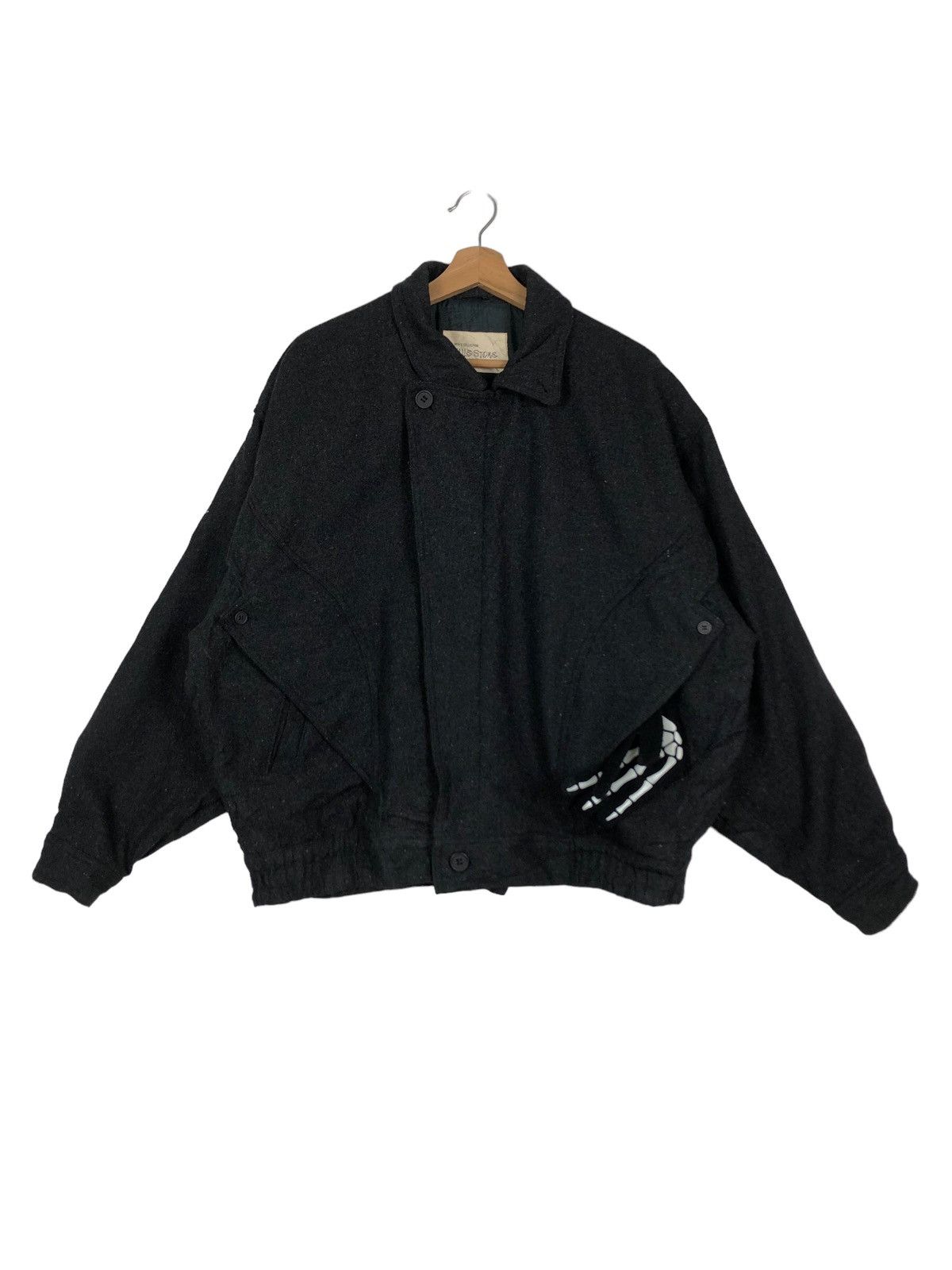 Japanese Brand Vintage Wool Bomber Jacket Riot Riot Mile Stone IsseyMiyake Size US L / EU 52-54 / 3 - 1 Thumbnail