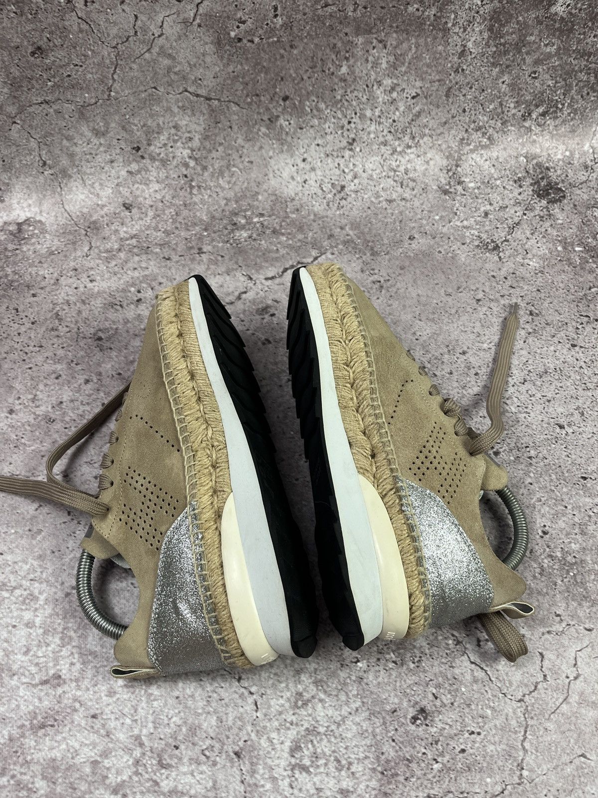 Hogan Hogan Rebel Beige Suede Espadrille Platform Sneakers Luxury Size US 8 / IT 38 - 7 Thumbnail