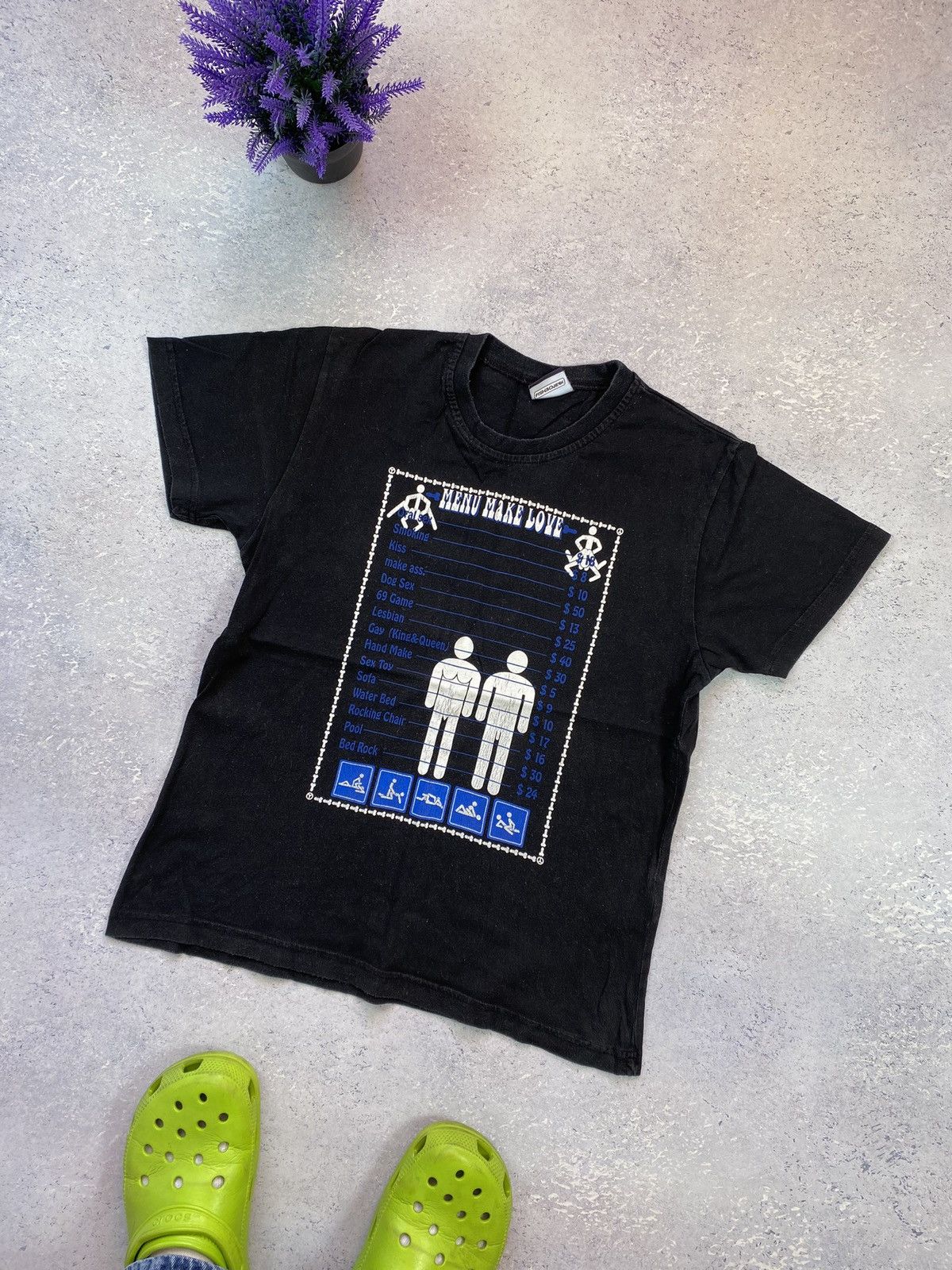 Designer × Vintage Vintage Fishbone Men’s T-Shirt Porn Menu Big Print Size US S / EU 44-46 / 1 - 1 Thumbnail