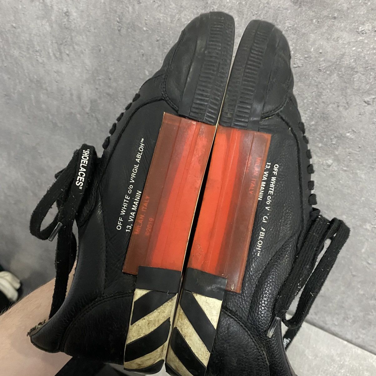 Off-White Off White Vulcanized Leather Arrows Low Top Black Sneakers Size US 11 / EU 44 - 9 Thumbnail