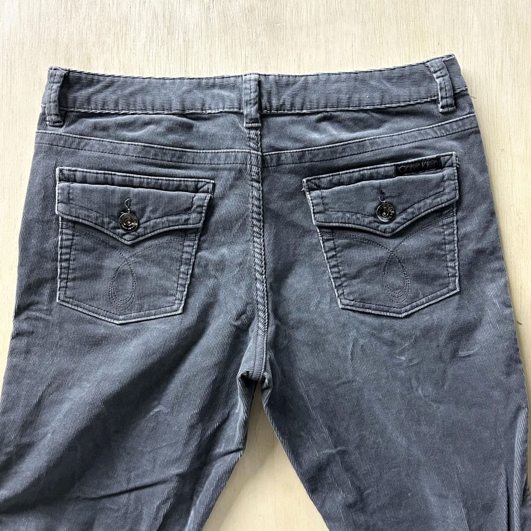 Vintage Calvin Klein Jeans Pants Womens 14 Gray Corduroy Straight Leg Khakis Casual - Pre-Owned Size 36" / US 14 / IT 50 - 3 Thumbnail