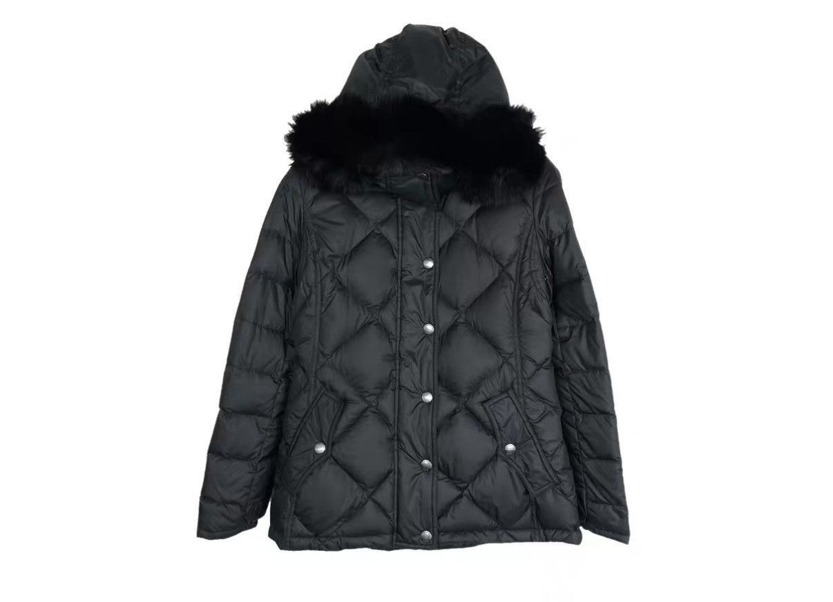 Burberry Black Quilted Hooded Coat w/ Faux Fur Trim Size US S / EU 44-46 / 1 - 1 Thumbnail