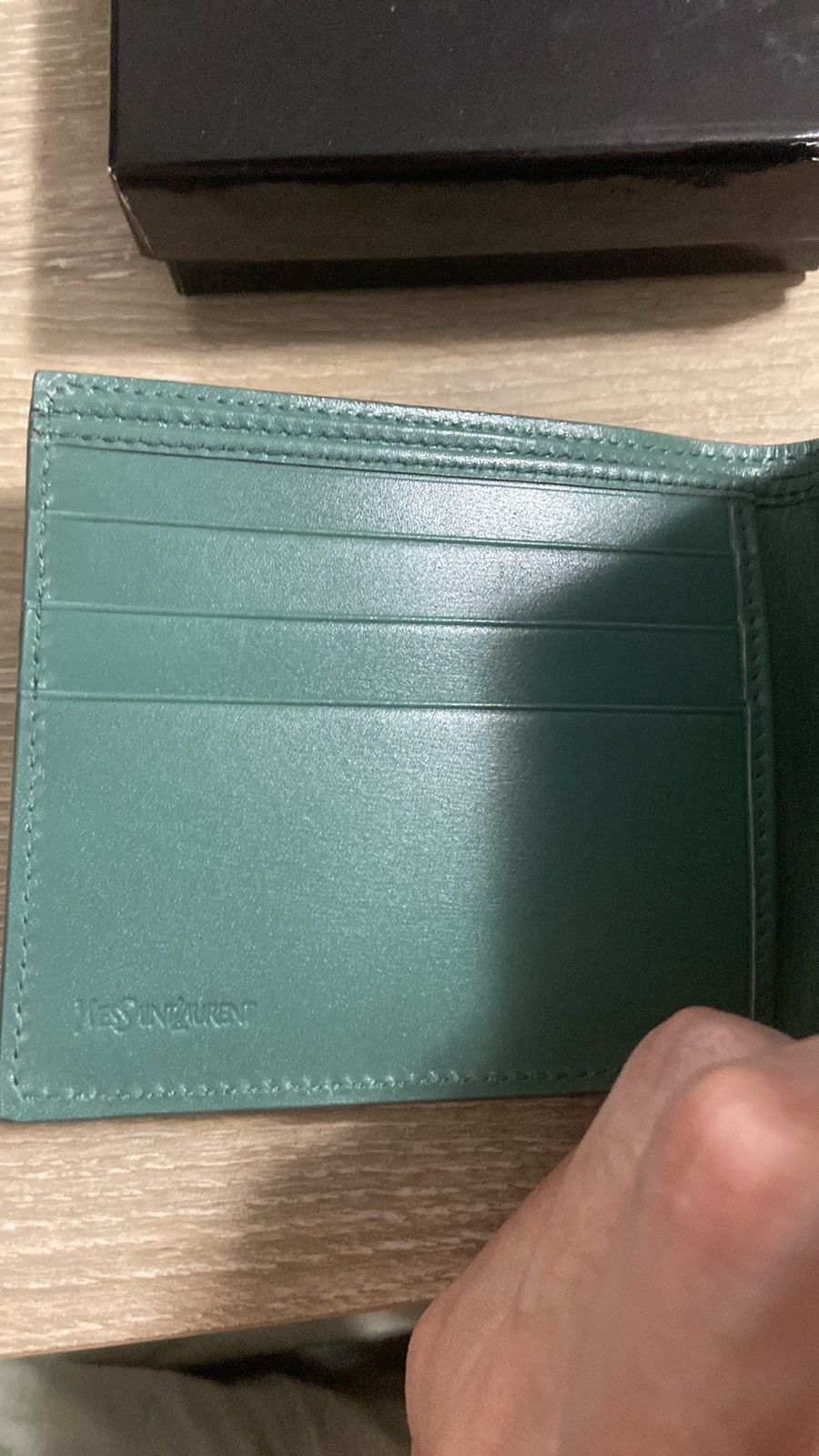 Yves Saint Laurent Vintage Yves Saint Laurent Green Embossed Leather Wallet Size ONE SIZE - 3 Thumbnail
