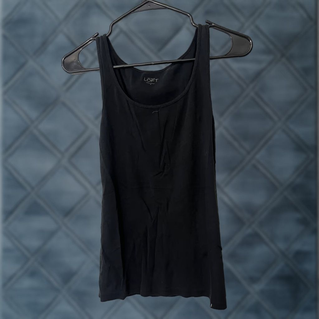 Loft VINTAGE Loft Tank Top Womens Medium Black Casual Knit Blouse Lightweight Ruffle Strappy Sleeve Classic Size M / US 6-8 / IT 42-44 - 1 Thumbnail