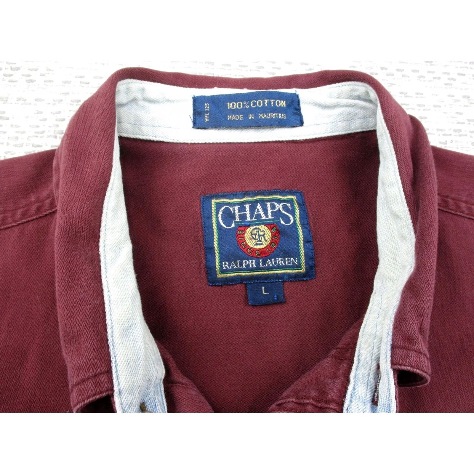 Chaps VINTAGE Chaps Shirt Mens Large Button-Down Crest Classic Preppy Dress Shirt Size 42R - 5 Thumbnail