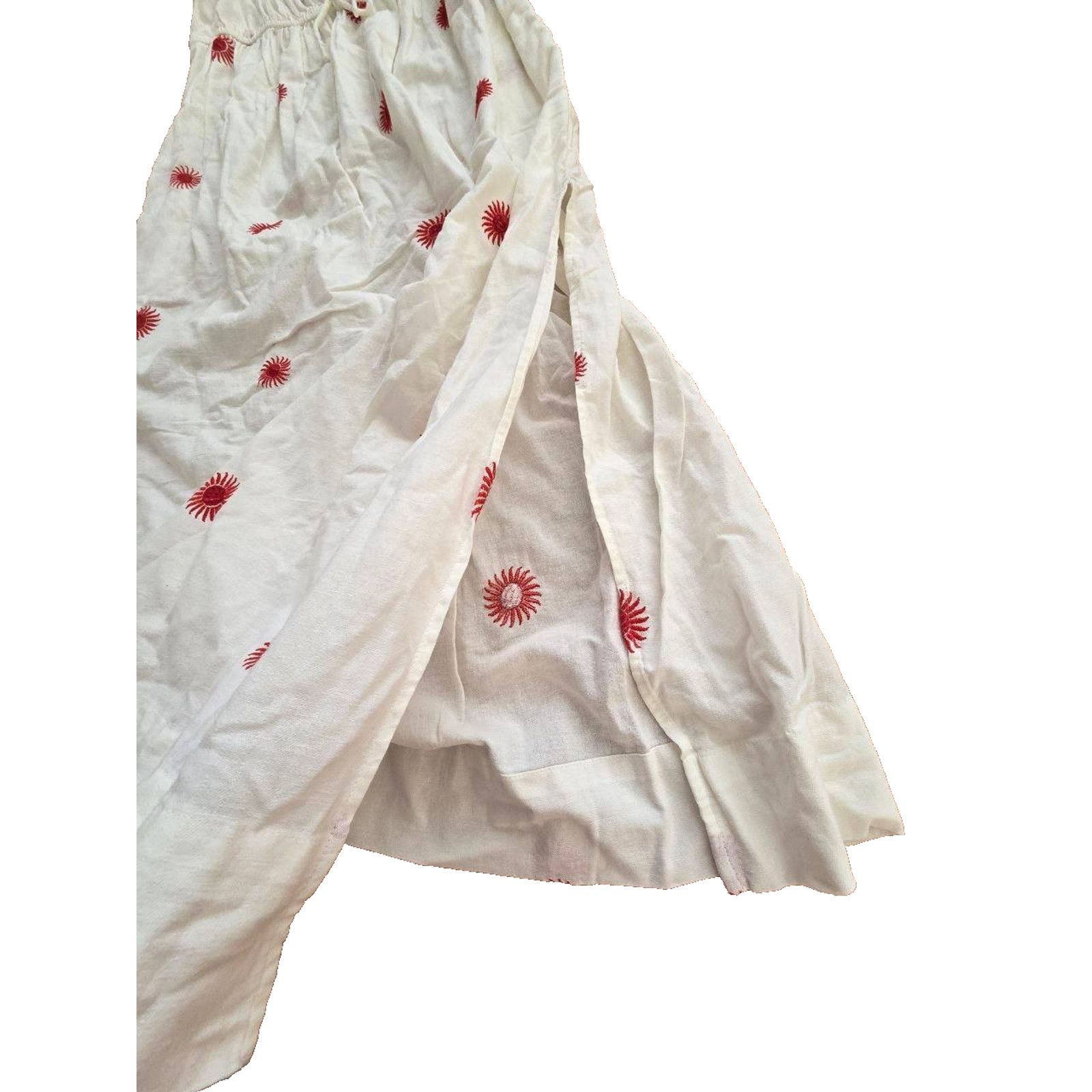 Free People Free People Emory Embroidered Dress White/Red S/P A001147 Size S / US 4 / IT 40 - 6 Thumbnail