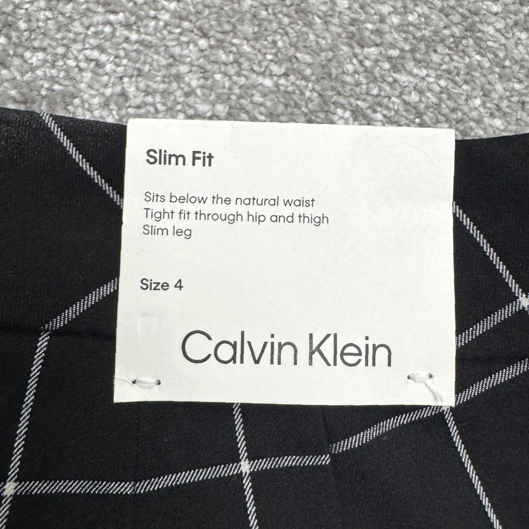 Calvin Klein Calvin Klein Windowpane Slim Fit Trouser Pants Womens 4 Black White Mid Rise NWT Size 27" / US 4 / IT 40 - 7 Thumbnail