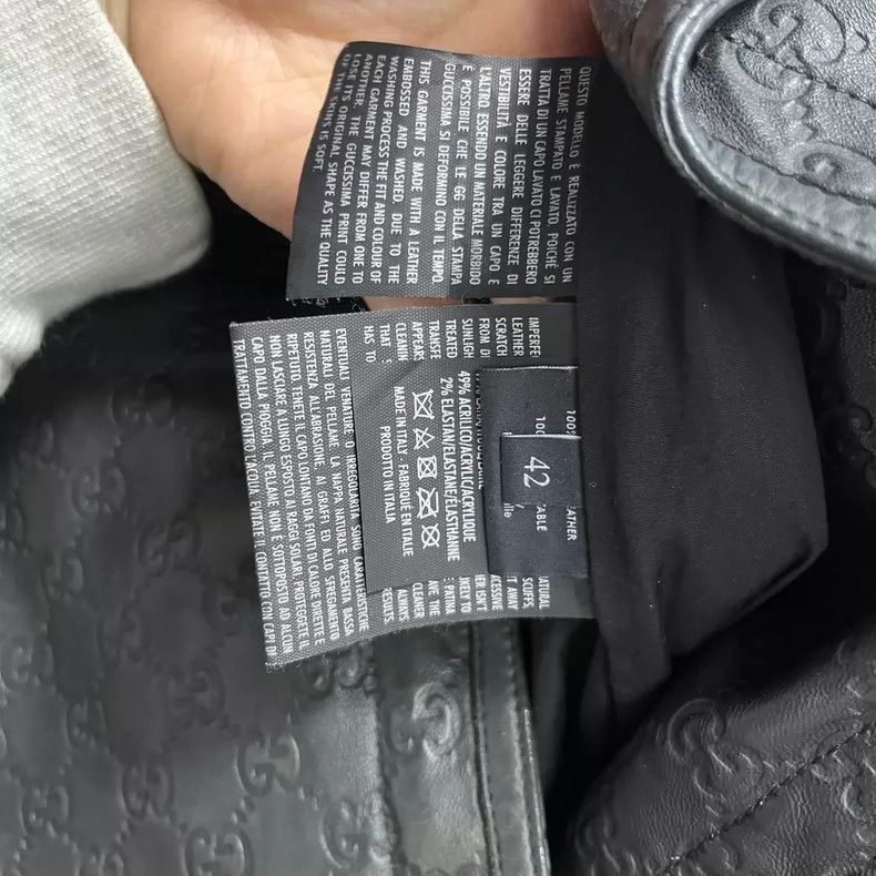 Gucci Gucci Black GG Pattern Embossed Leather Jacket-2506 Size L / US 10 / IT 46 - 4 Thumbnail