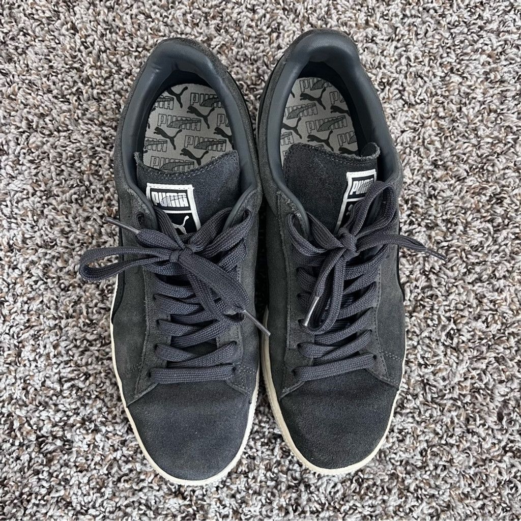 Puma Puma Men's Grey & Black Suede Eco Sneakers - M 10.5 - RARE Size US 10 / EU 43 - 3 Thumbnail