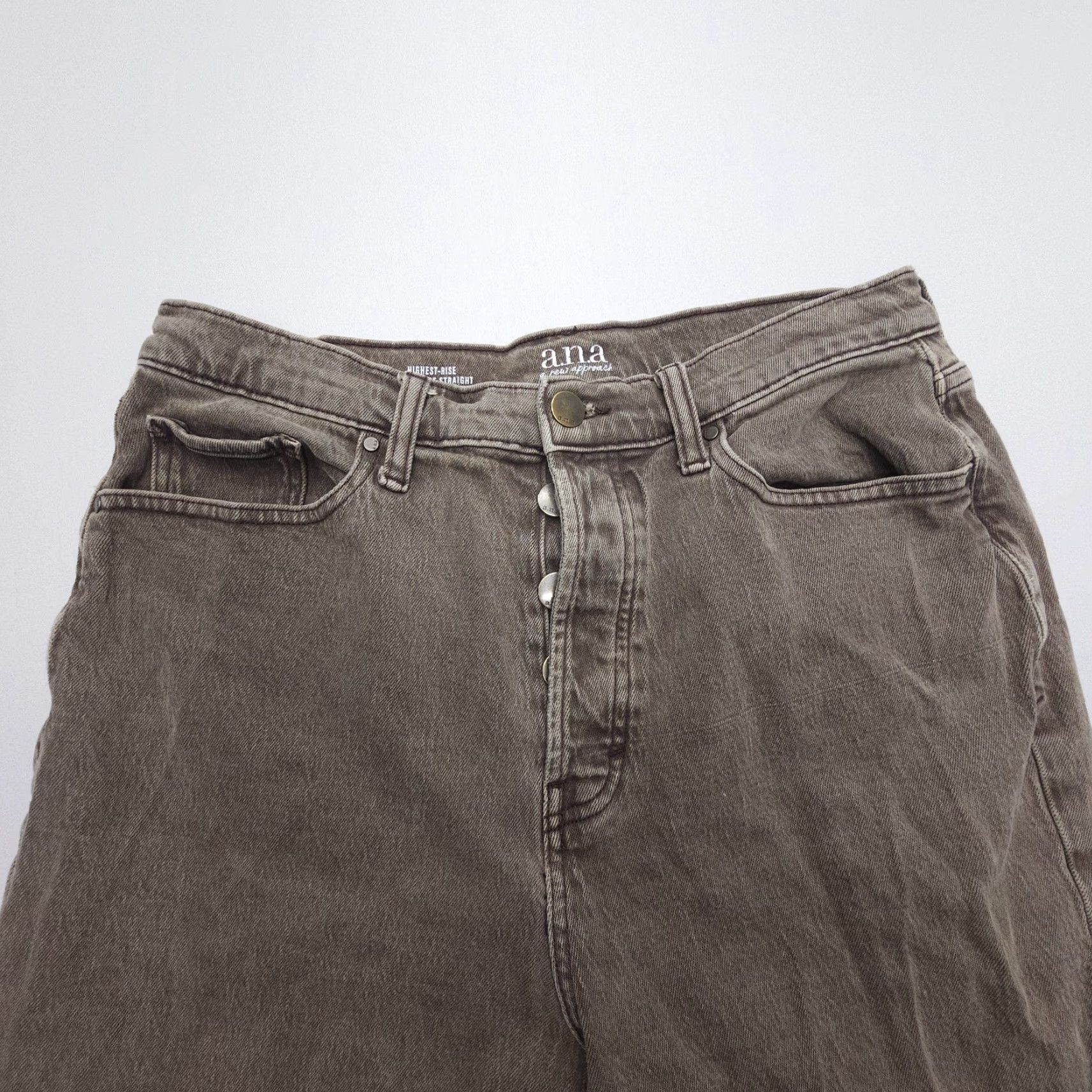 Denime VINTAGE Ana Highest Rise Straight Button Fly Jeans Womens 12 Brown Denim 26" inseam 90s American Size 34" / US 12 / IT 48 - 6 Thumbnail