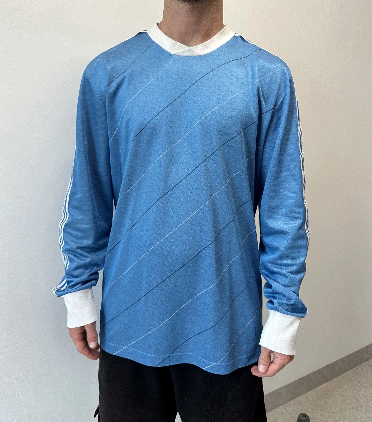 Adidas Vintage 1980s Adidas Shirt Template Long Sleeve Soccer Size US XL / EU 56 / 4 - 1 Thumbnail