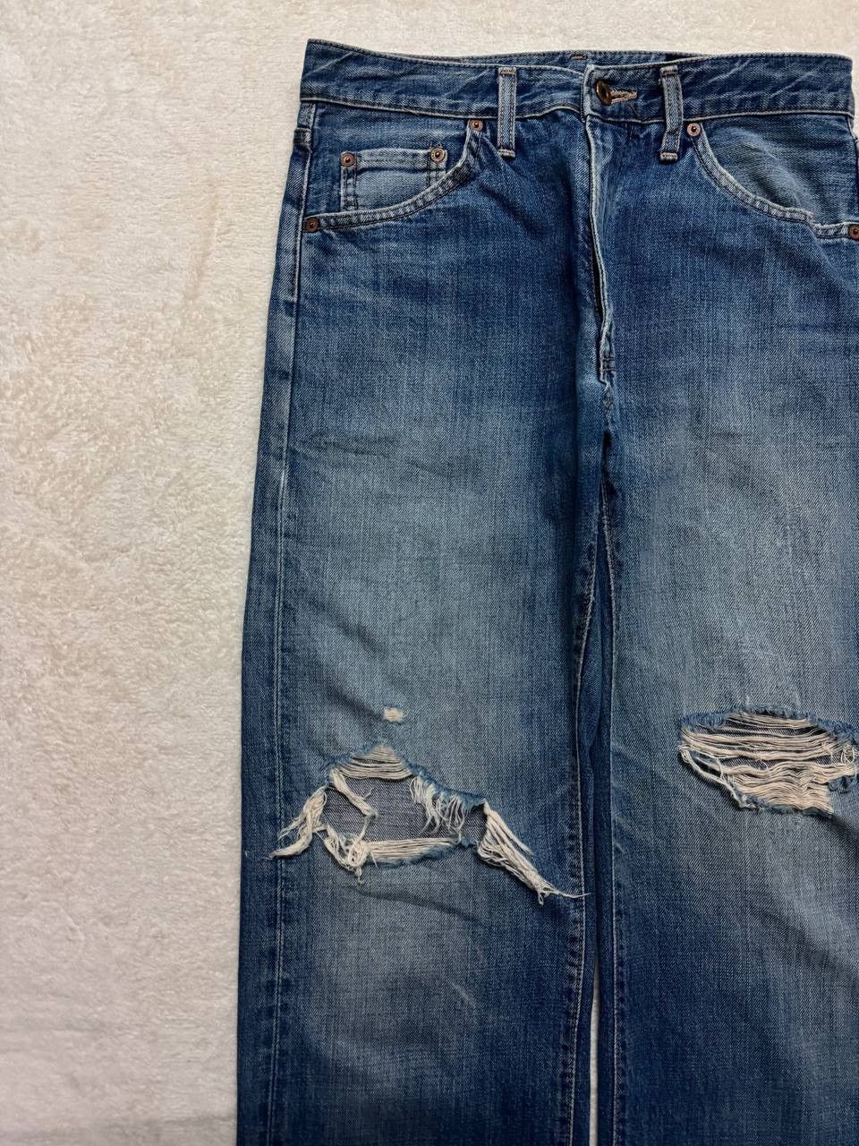 Vintage SICK 90s Big John Distressed Thrashed Faded Baggy Jeans Size US 29 - 4 Thumbnail