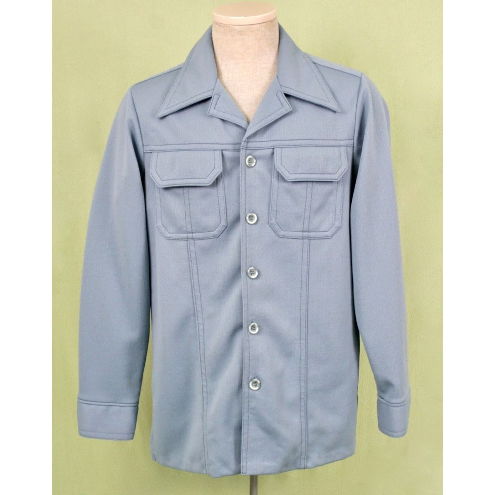 Levi's Levi's 70s Leisure Suit Jacket Pants Panatela Polyester Light Blue Mens L Vintage Disco Size 40R - 5 Thumbnail
